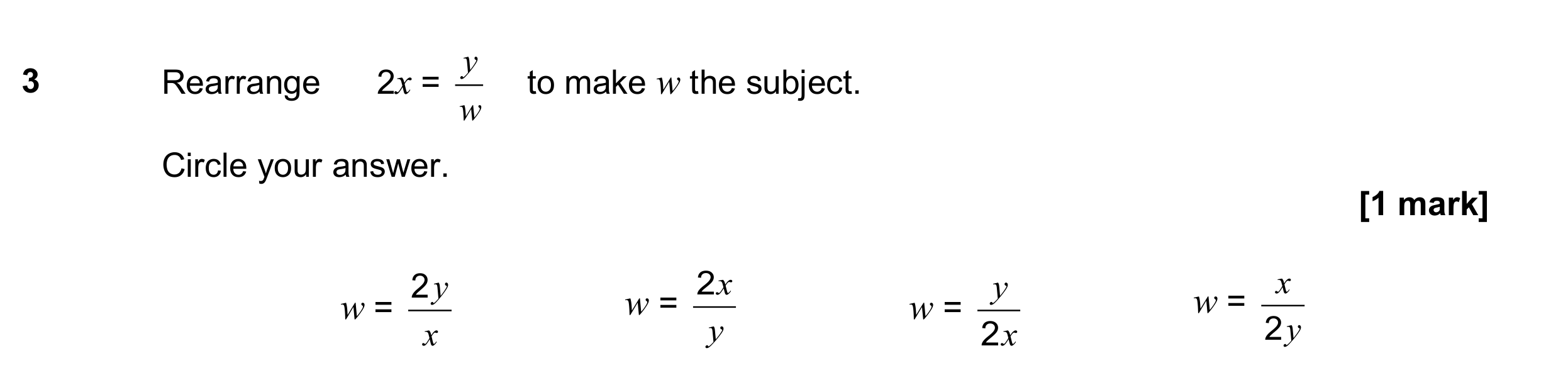 Question 3 — Formulae — AQA GCSE June 2017