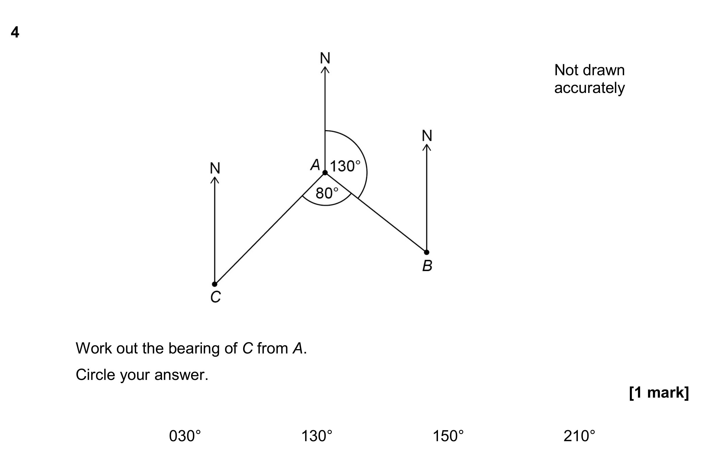 Question 4 — Bearings — AQA GCSE June 2017