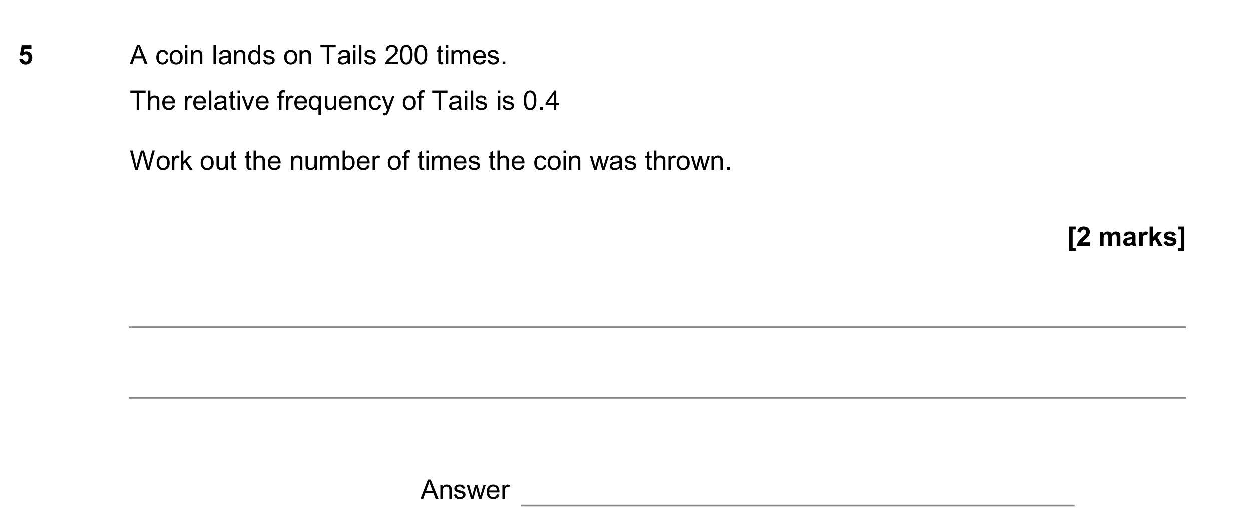 Question 5 — Probability — AQA GCSE June 2017