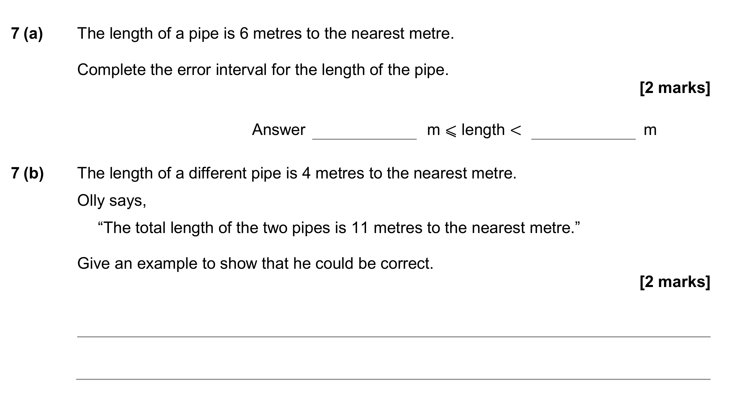 Question 7 — Rounding — AQA GCSE June 2017