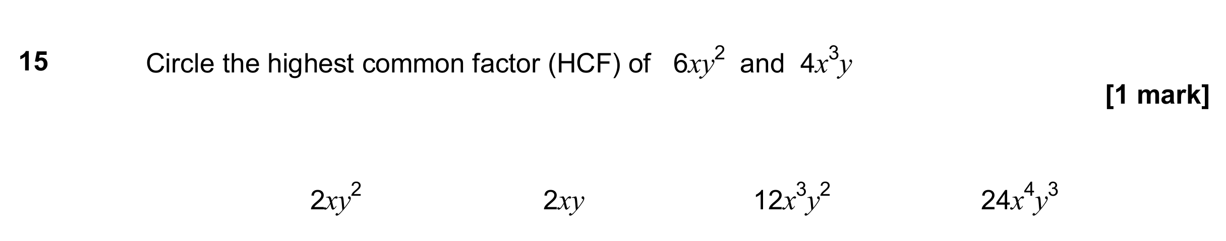 Question 15 — HCF and LCM — AQA GCSE November 2017
