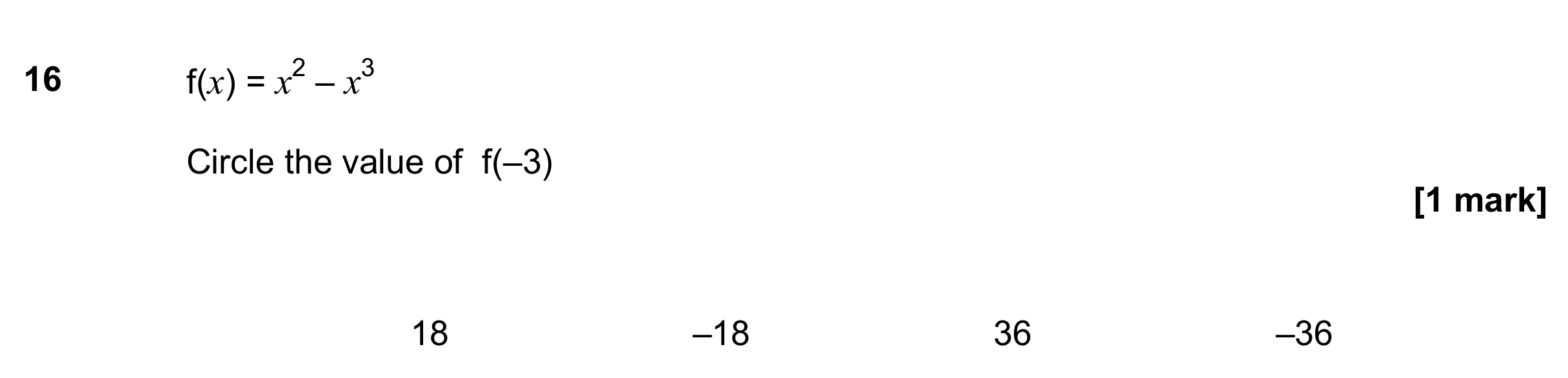 Question 16 — Functions — AQA GCSE November 2017