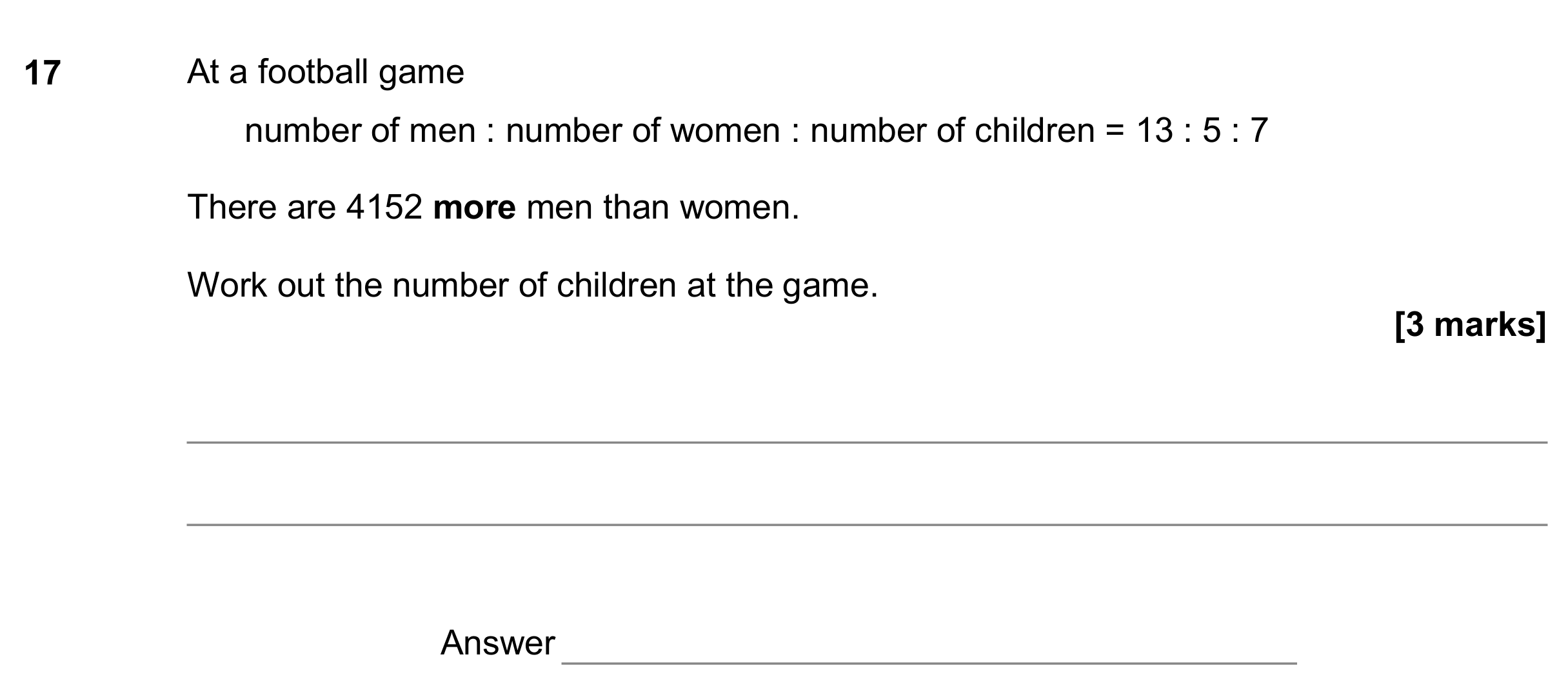 Question 17 — Ratios — AQA GCSE November 2017