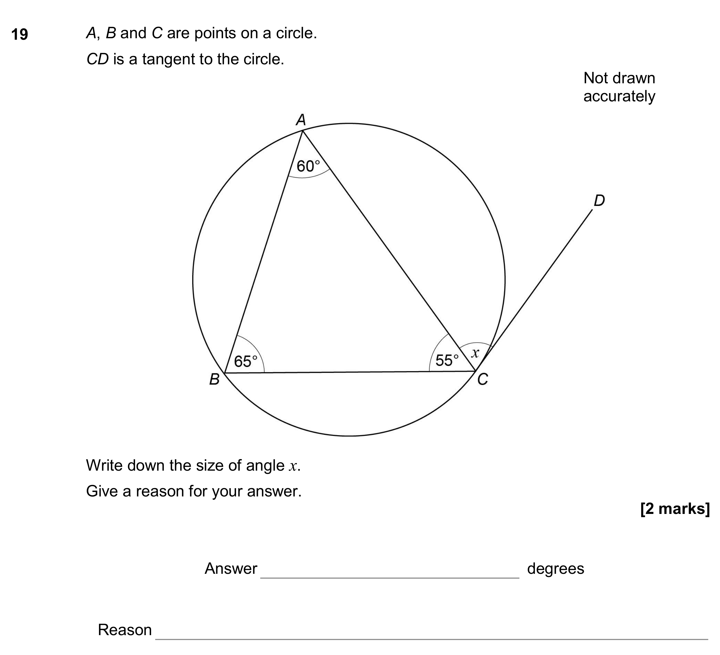 Question 19 — Circle Theorems — AQA GCSE November 2017