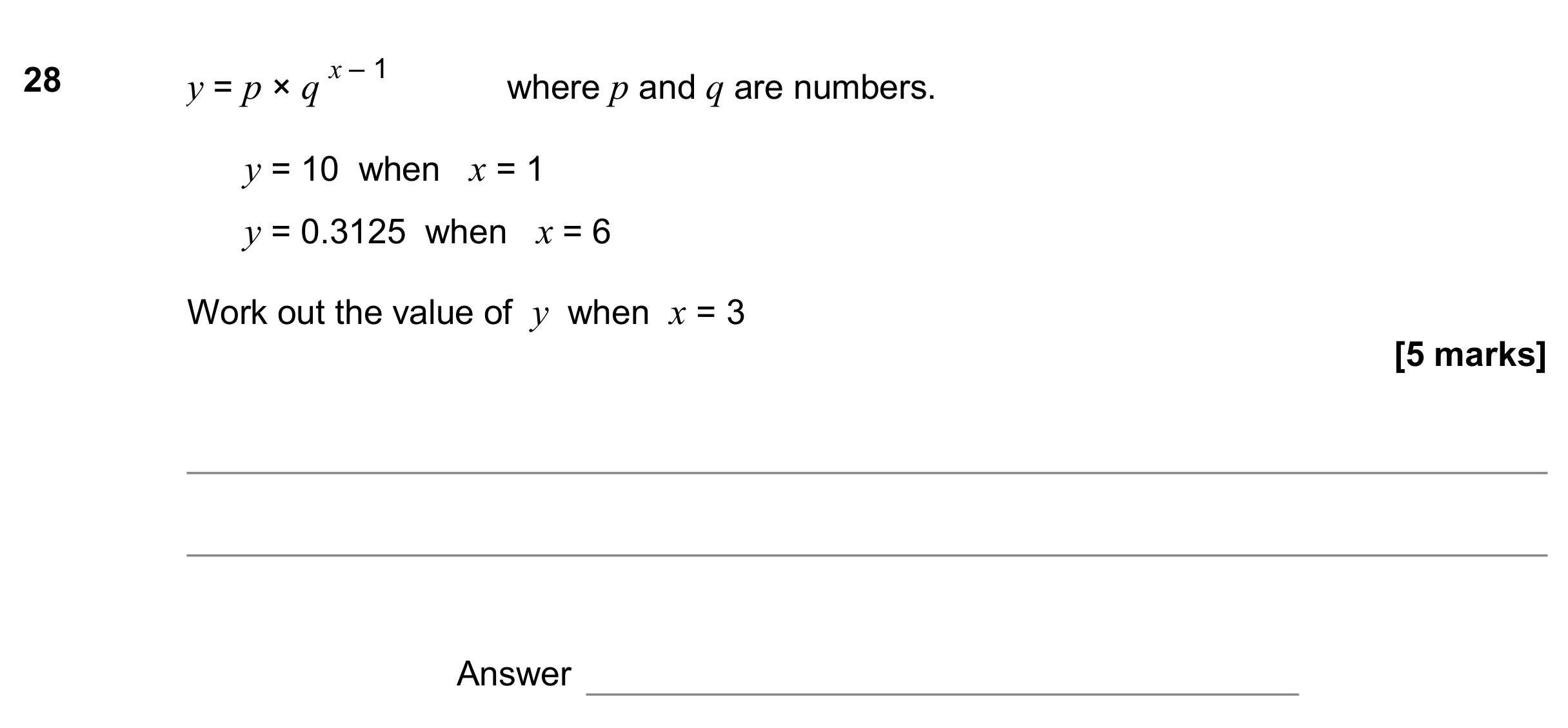 Question 28 — Formulae — AQA GCSE November 2017