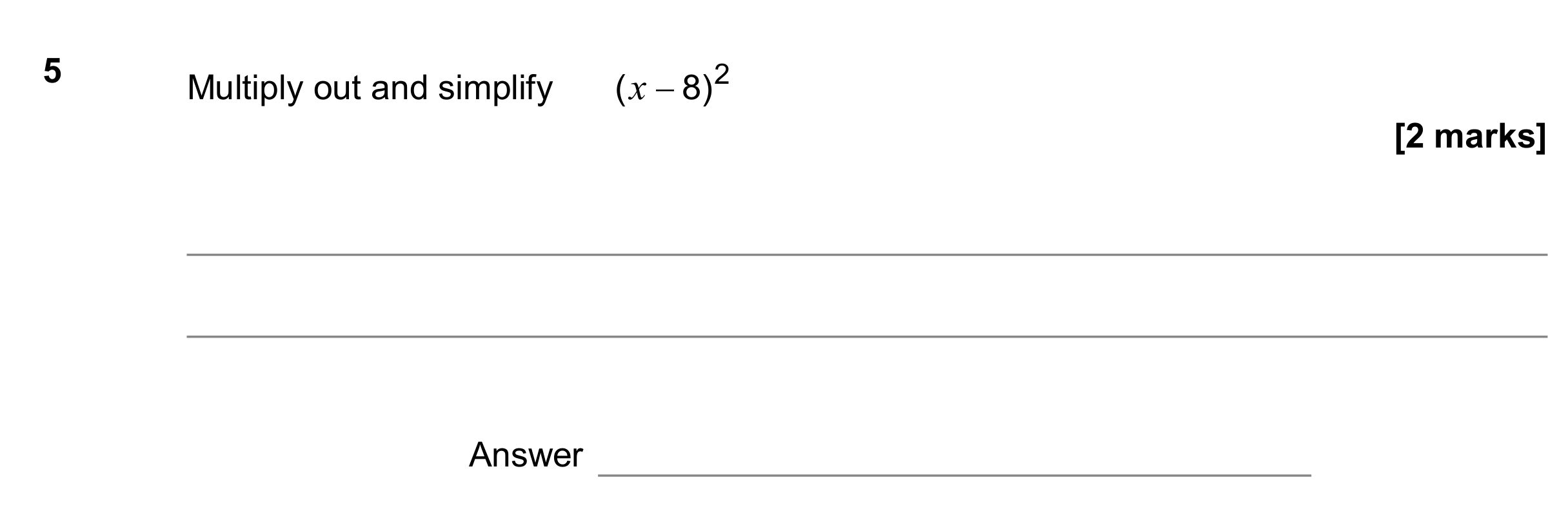 Question 5 — Algebra (Expand/Simplify/Factorise) — AQA GCSE November 2017