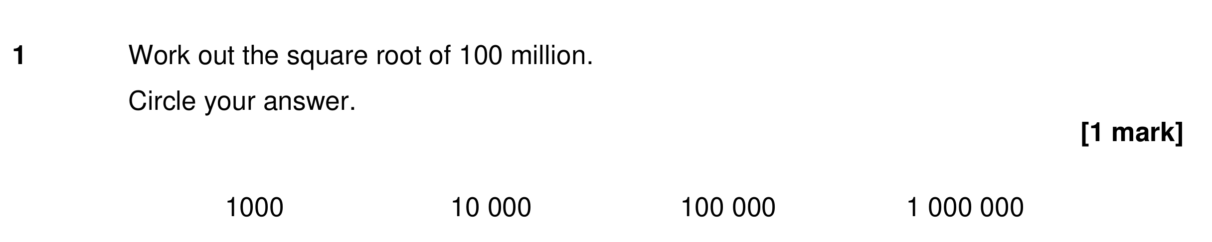 Question 1 — Calculator Questions — AQA GCSE Specimen