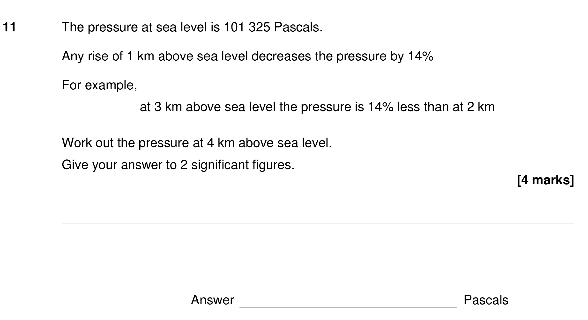 Question 11 — Percentages — AQA GCSE Specimen