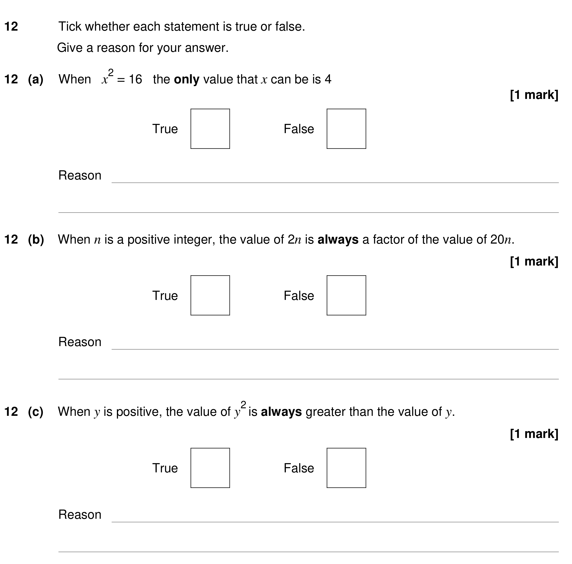 Question 12 — Proofs — AQA GCSE Specimen
