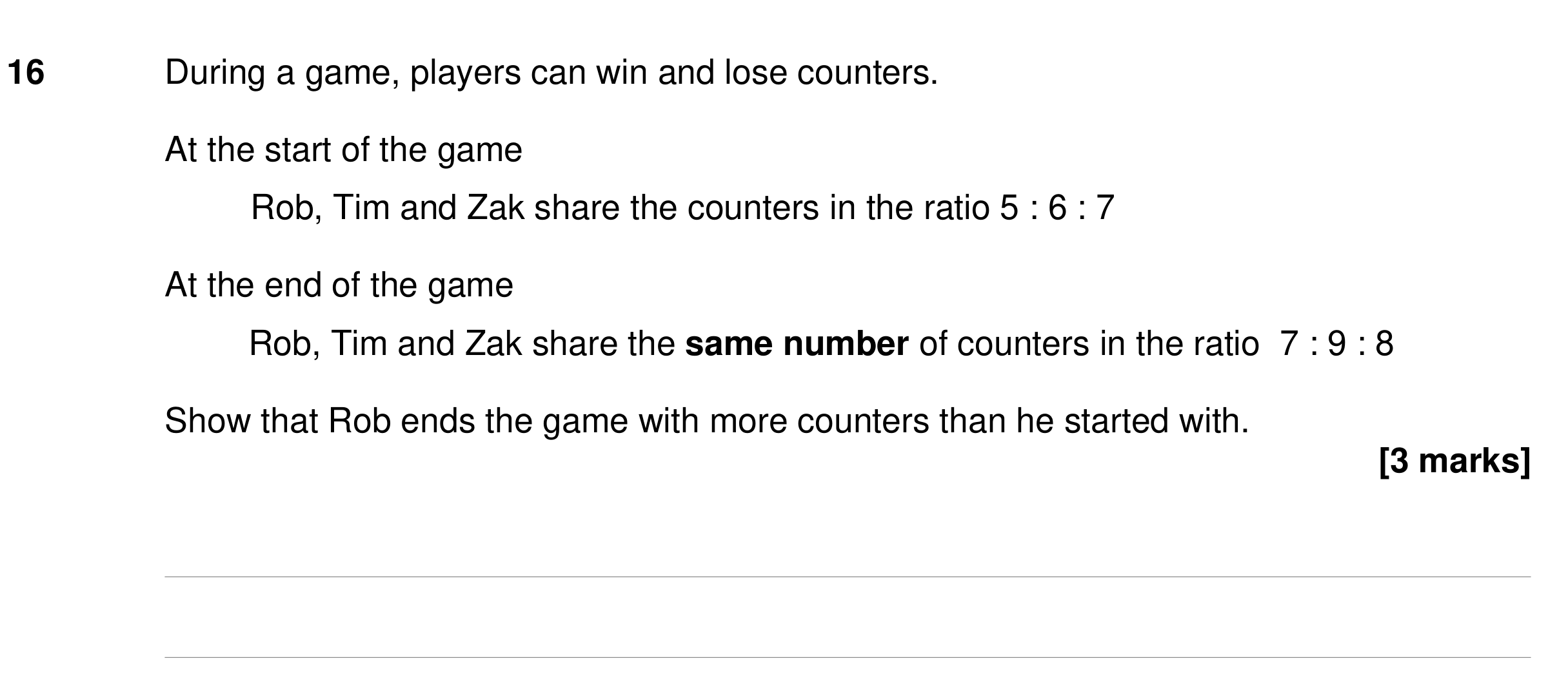 Question 16 — Ratios — AQA GCSE Specimen