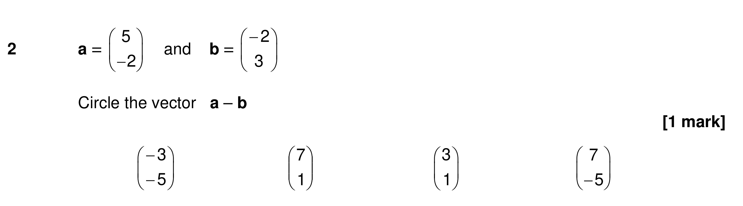 Question 2 — Vectors — AQA GCSE Specimen