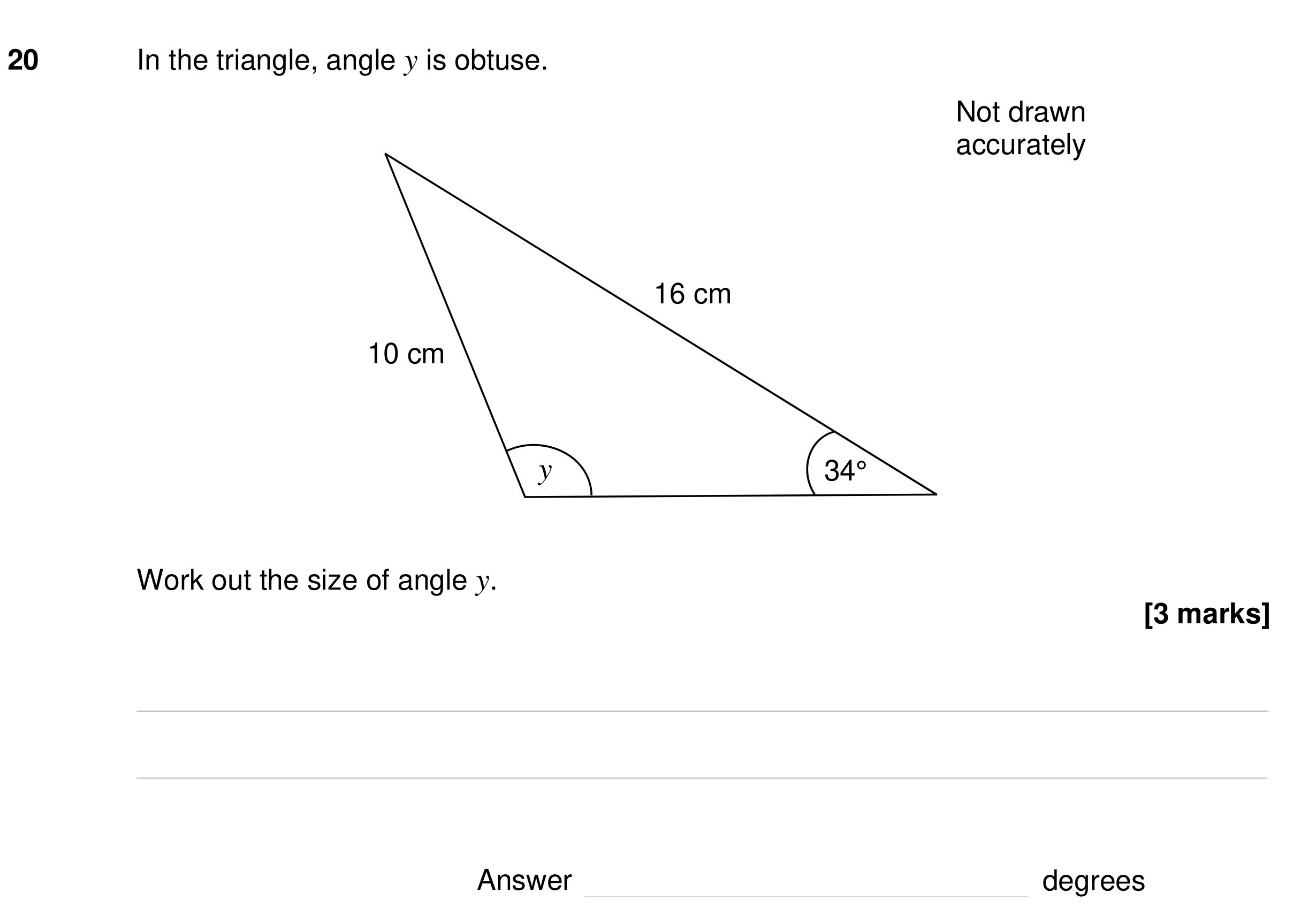 Question 20 — Sine/Cosine Rule — AQA GCSE Specimen