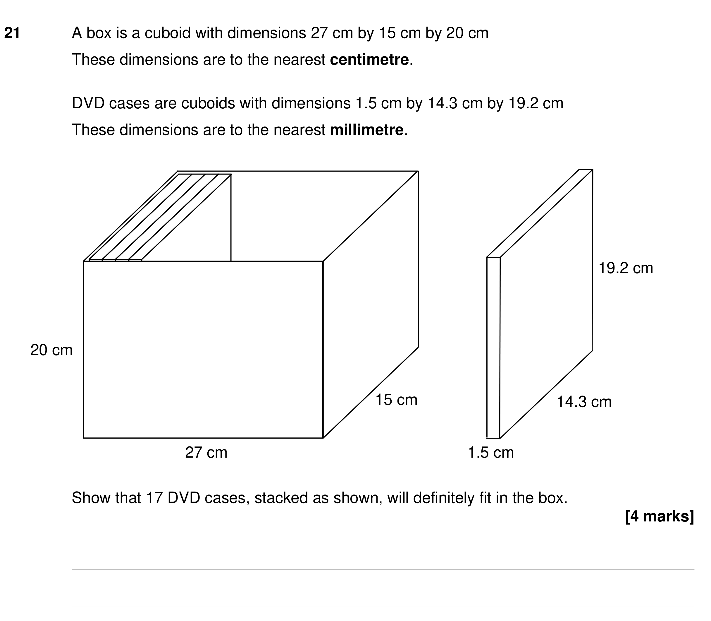 Question 21 — Surface Area and Volume, Rounding — AQA GCSE Specimen