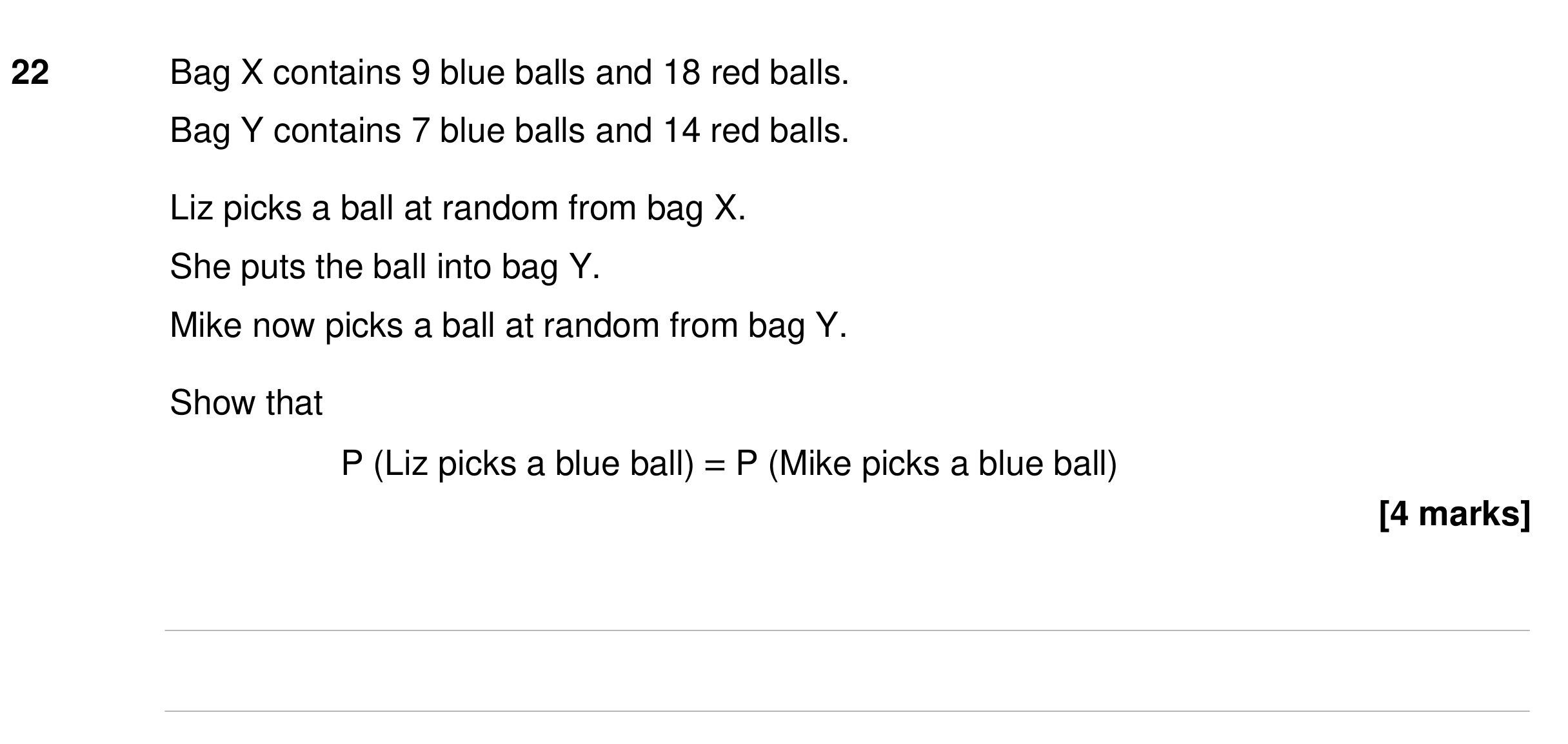 Question 22 — Probability — AQA GCSE Specimen