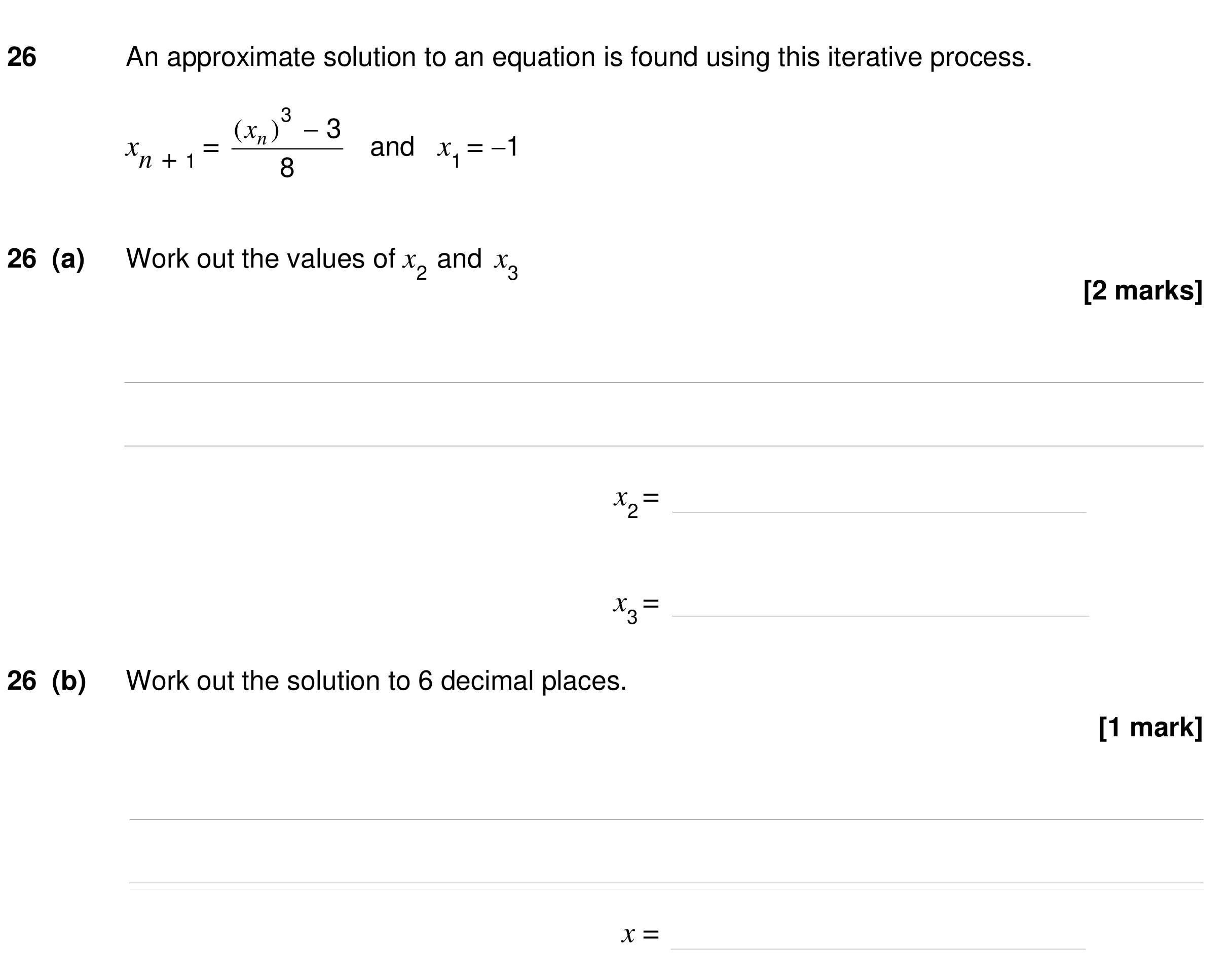 Question 26 — Numerical Methods — AQA GCSE Specimen
