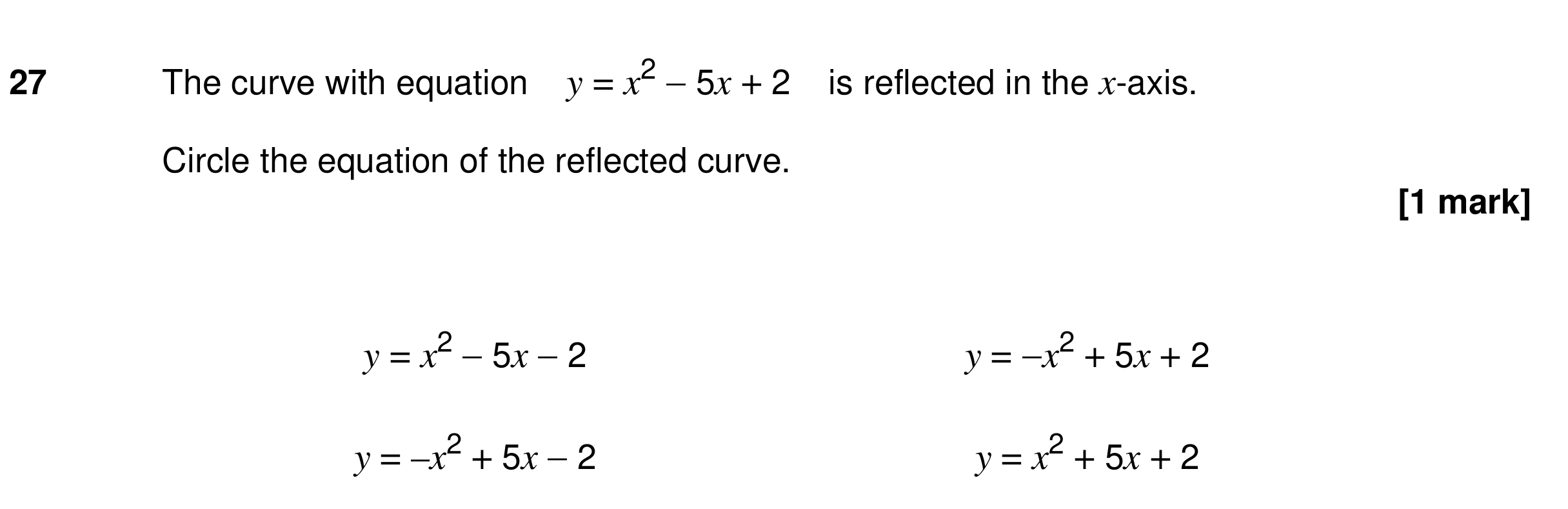 Question 27 — Graph Transformations — AQA GCSE Specimen