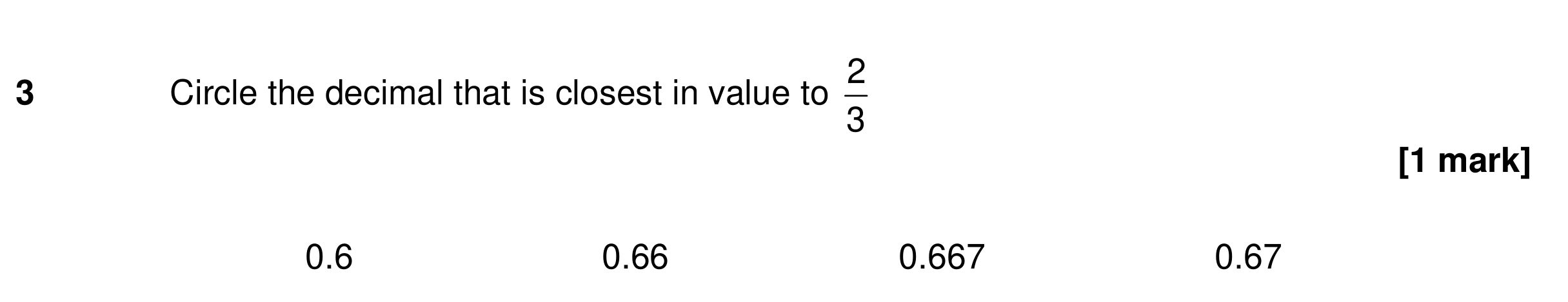 Question 3 — Decimals, Fractions — AQA GCSE Specimen