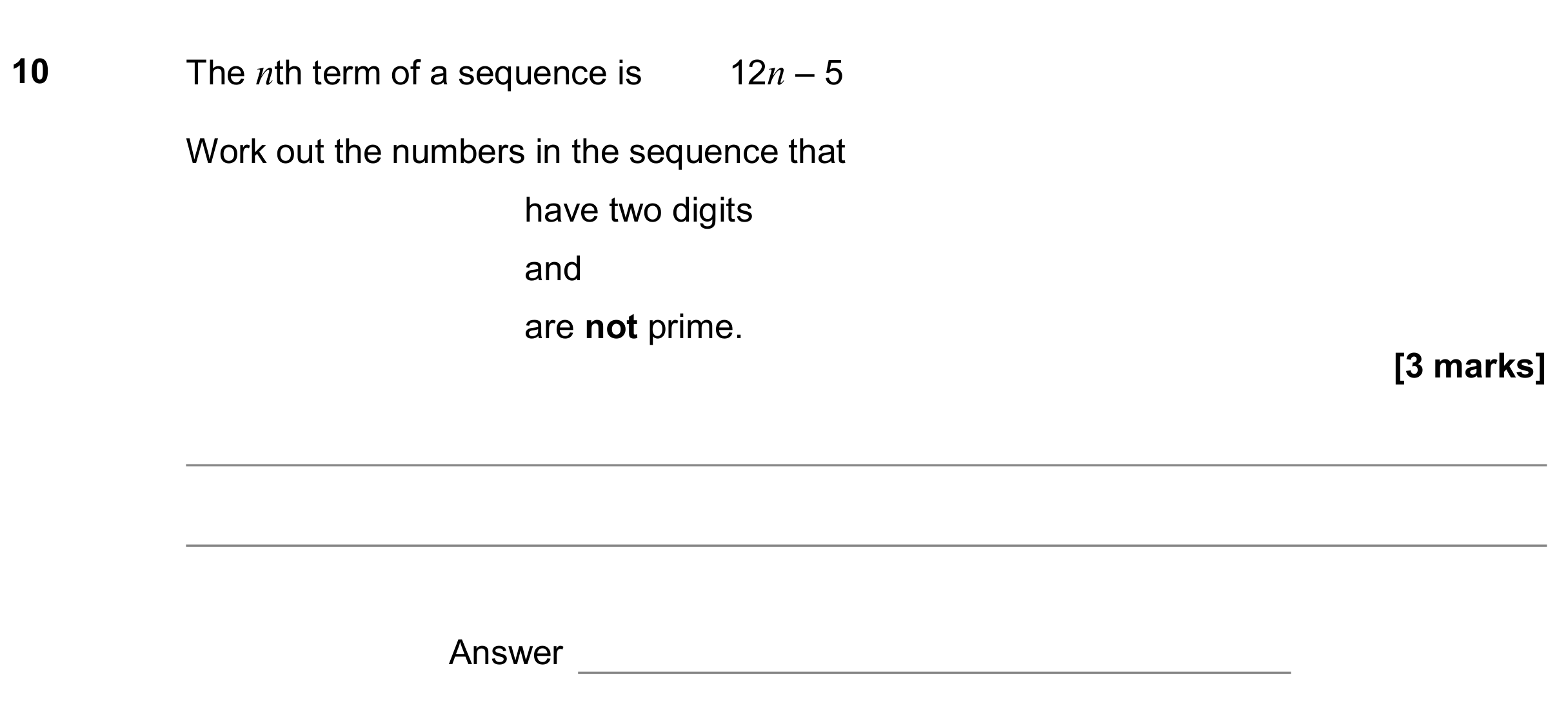 Question 10 — Sequences — AQA GCSE June 2018