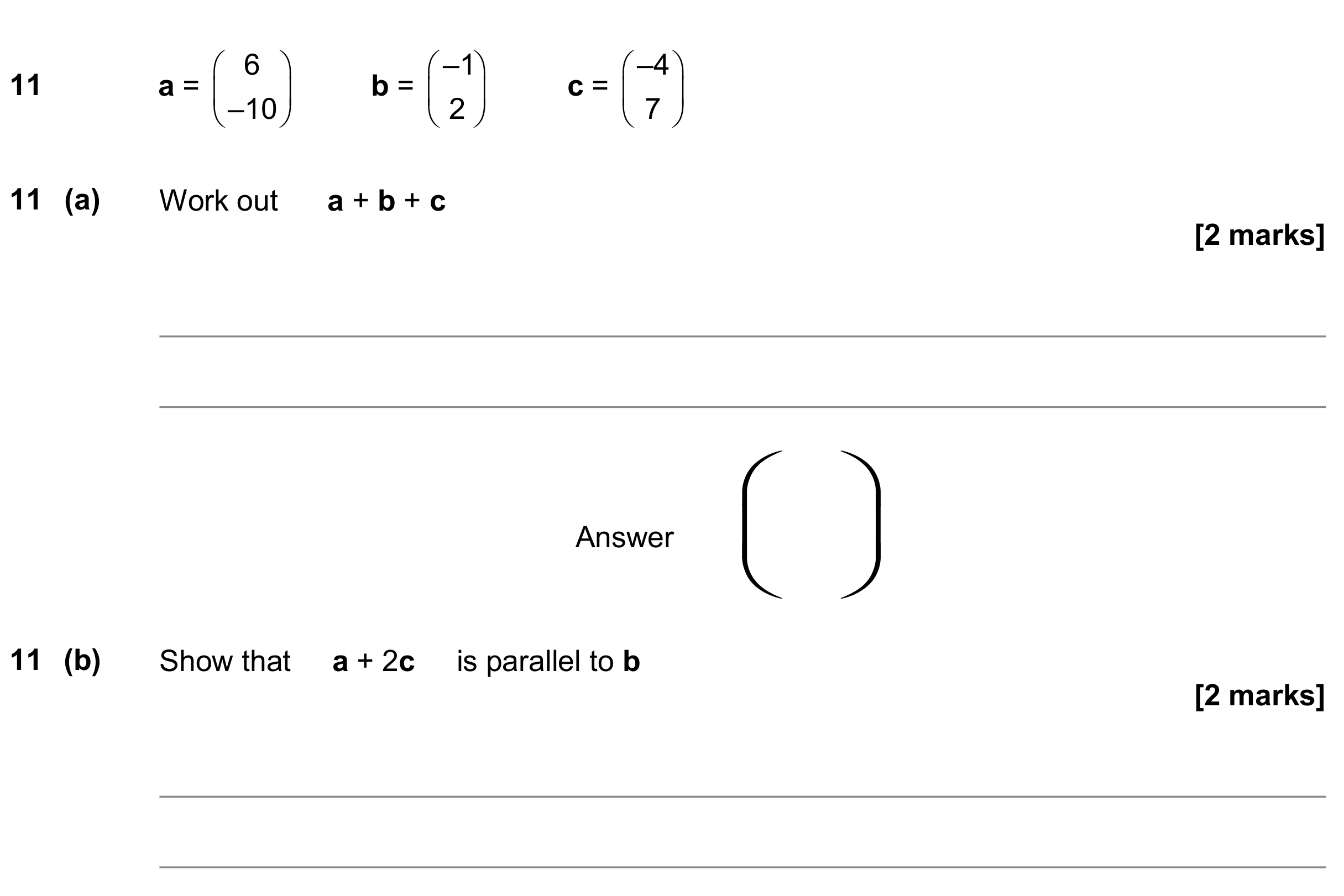 Question 11 — Vectors — AQA GCSE June 2018