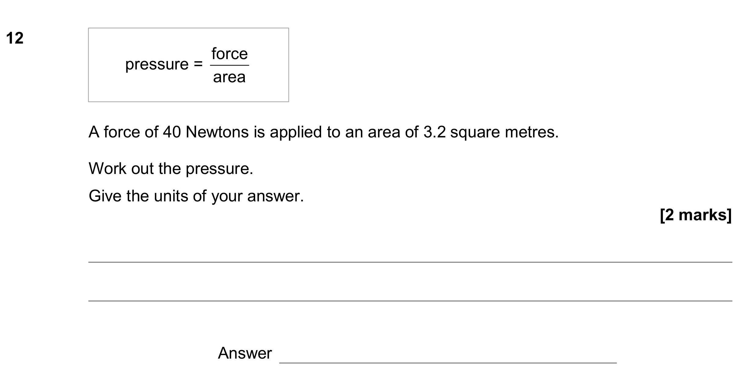 Question 12 — Formulae — AQA GCSE June 2018