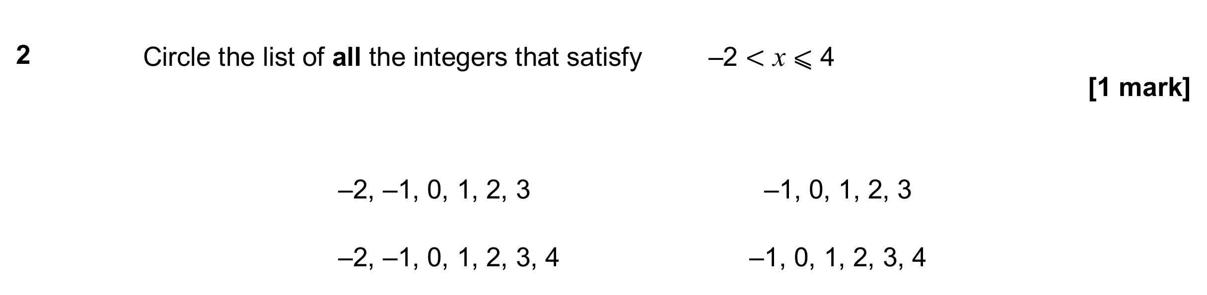 Question 2 — Inequalities — AQA GCSE June 2018