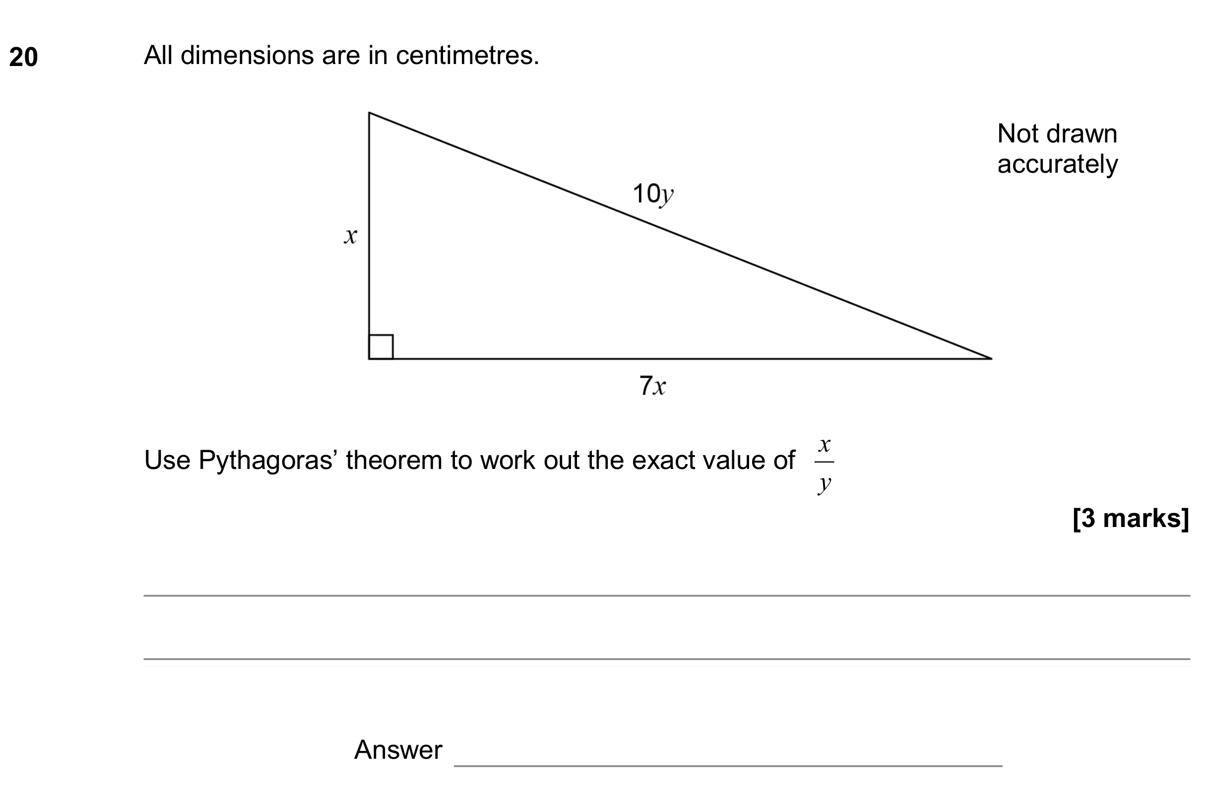 Question 20 — Pythagoras — AQA GCSE June 2018