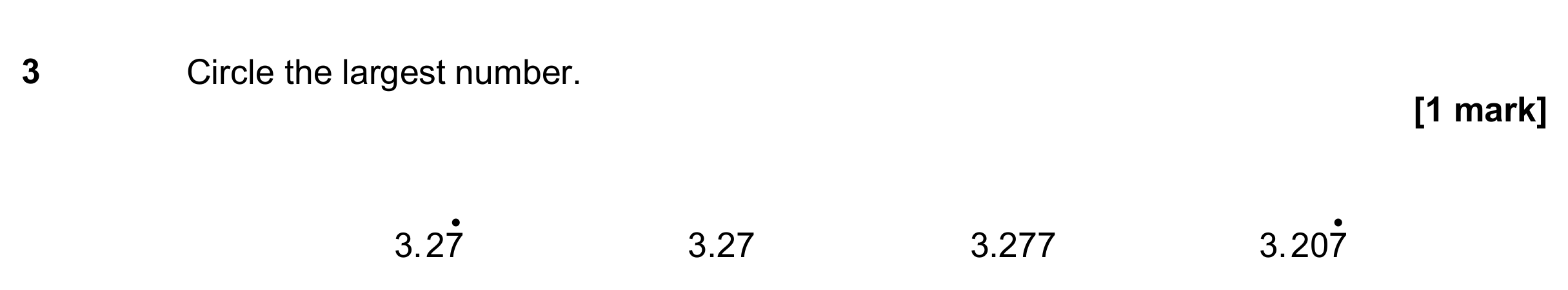 Question 3 — Decimals — AQA GCSE June 2018