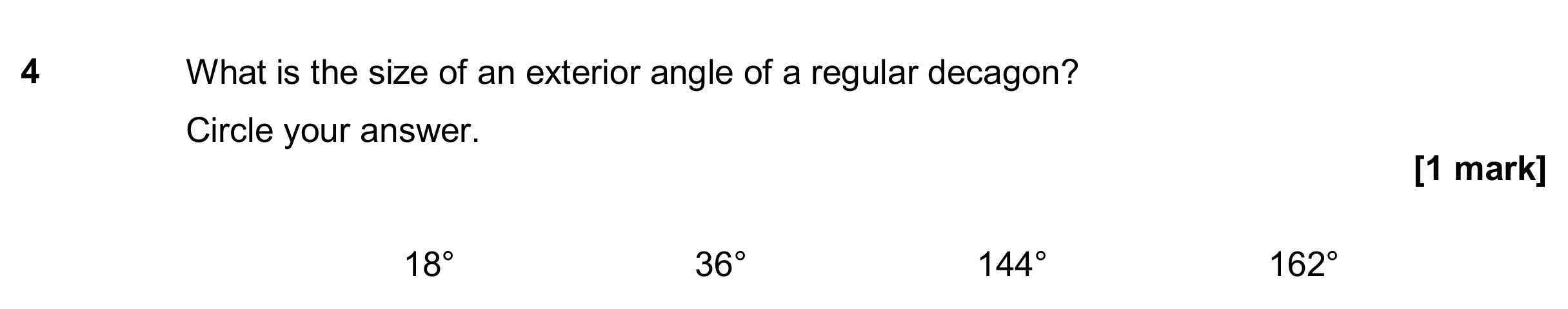 Question 4 — Angles — AQA GCSE June 2018