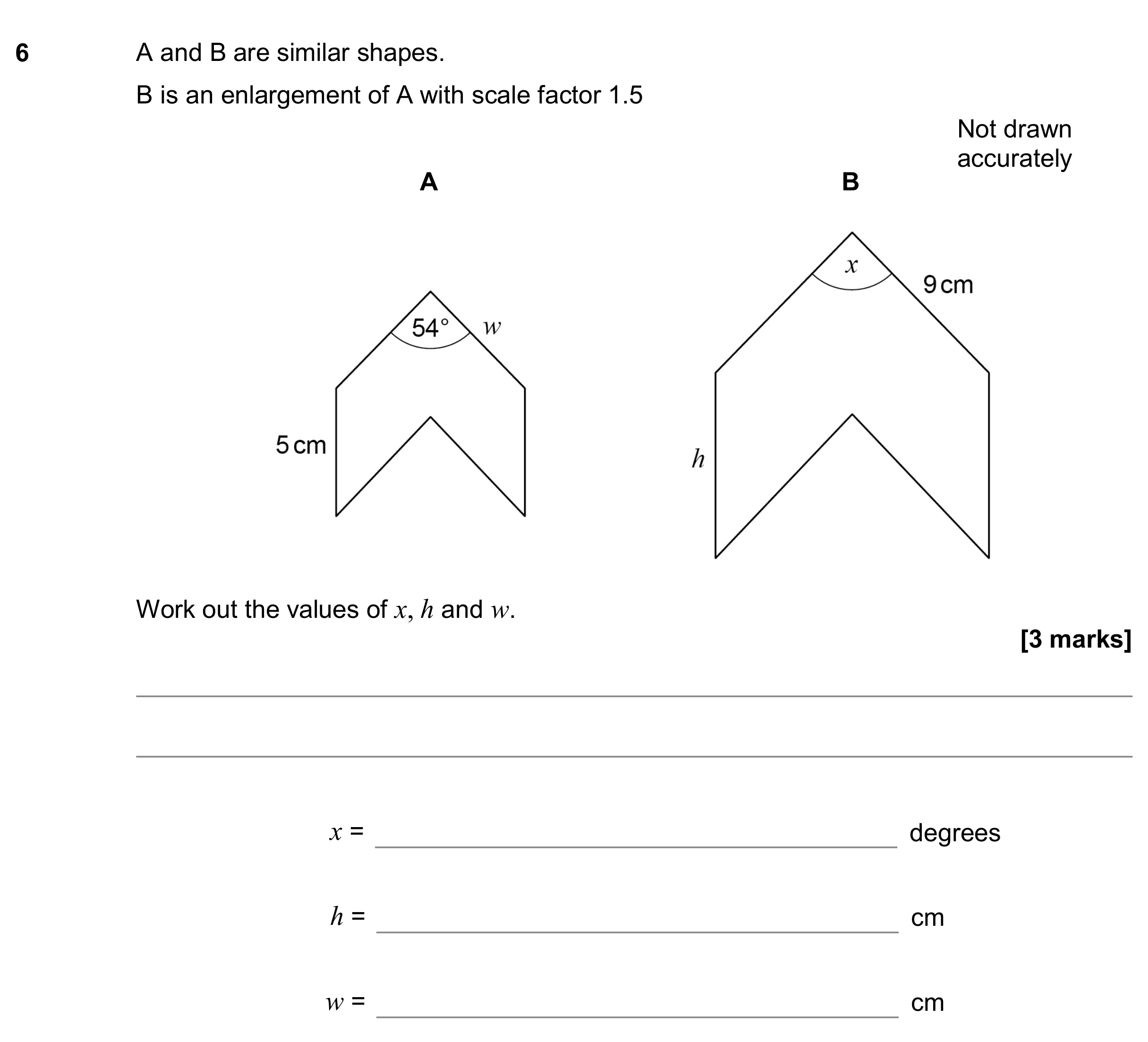 Question 6 — Congruence and Similarity — AQA GCSE June 2018