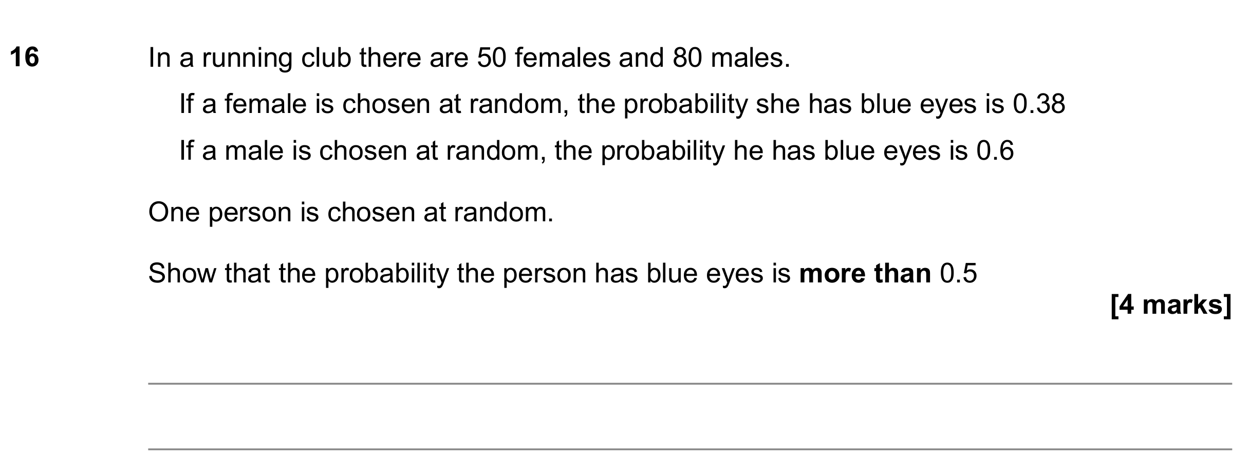 Question 16 — Probability — AQA GCSE November 2018
