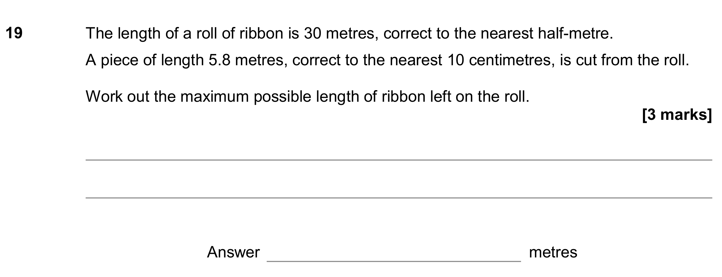 Question 19 — Rounding — AQA GCSE November 2018