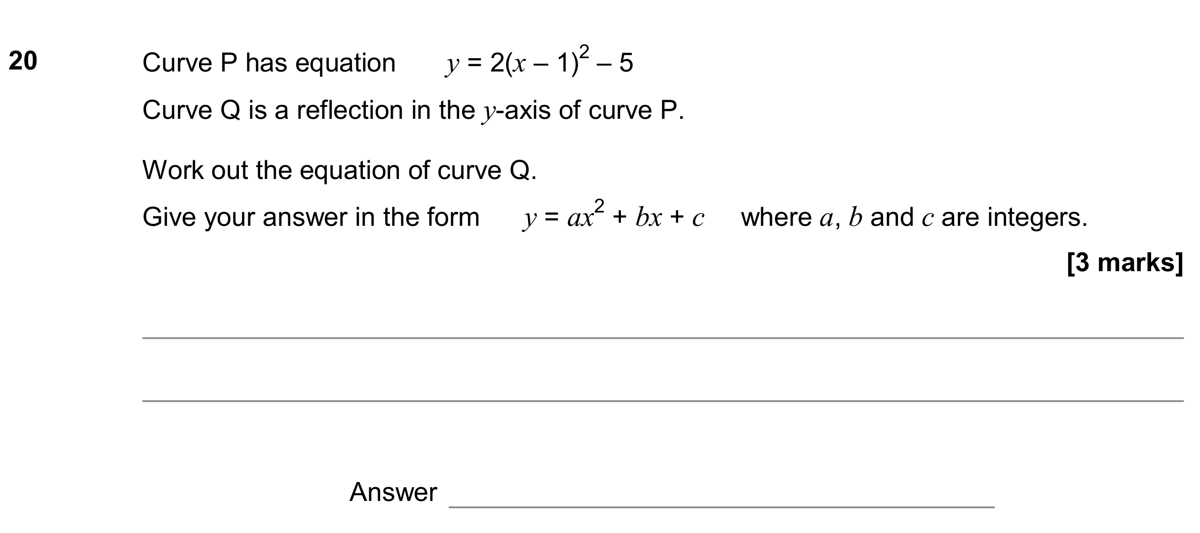 Question 20 — Graph Transformations — AQA GCSE November 2018