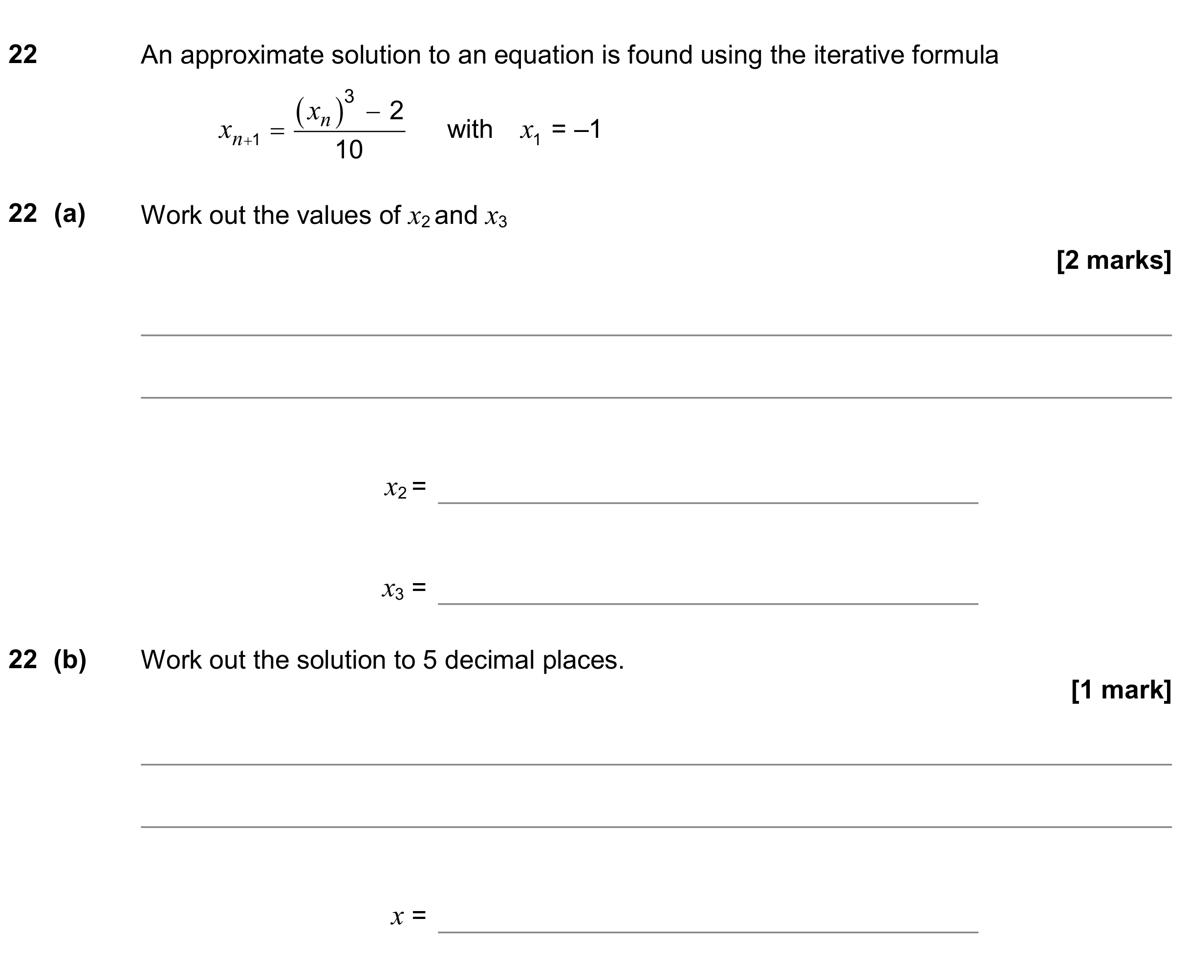Question 22 — Iteration — AQA GCSE November 2018