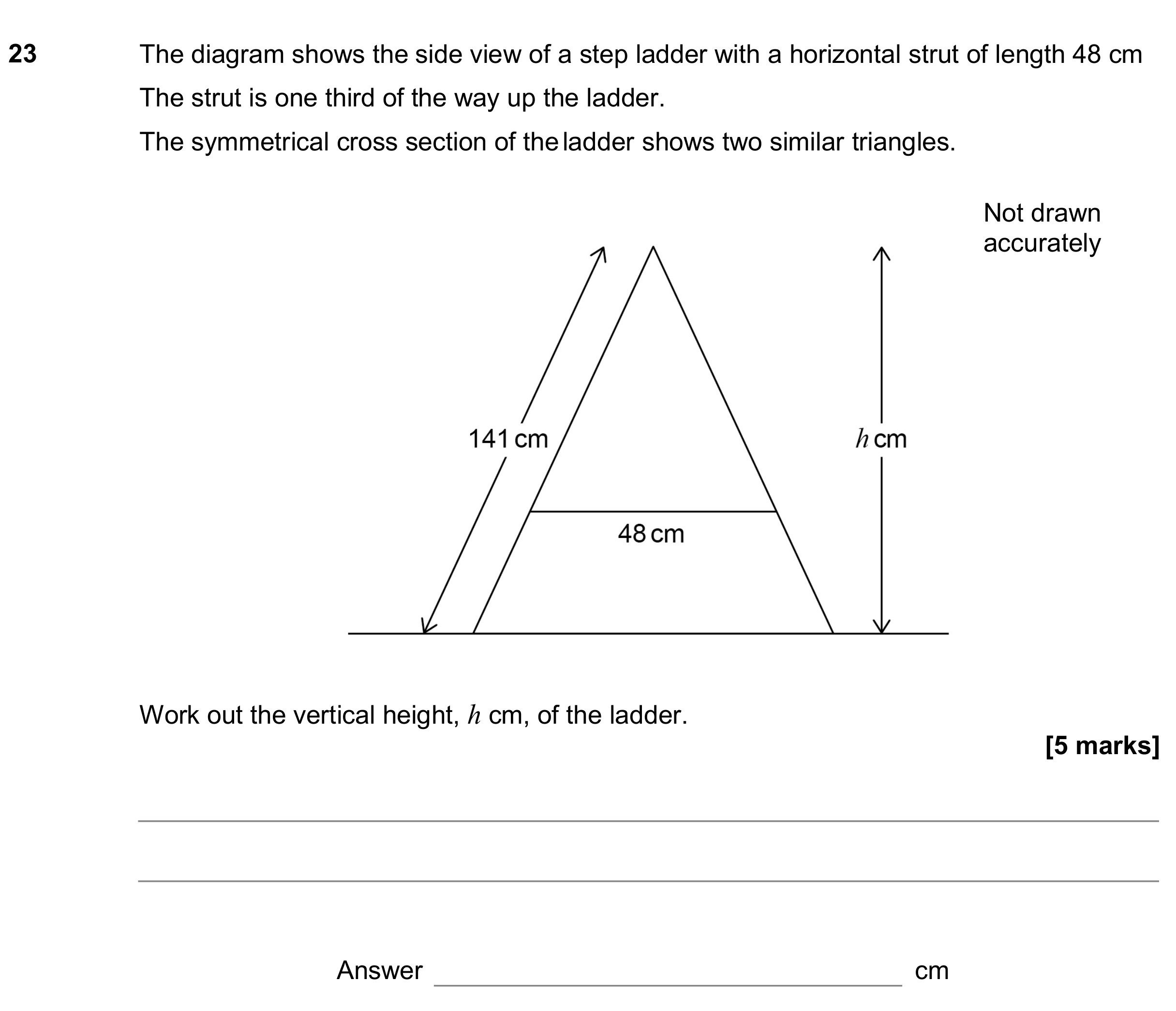 Question 23 — Congruence and Similarity, Pythagoras — AQA GCSE November 2018