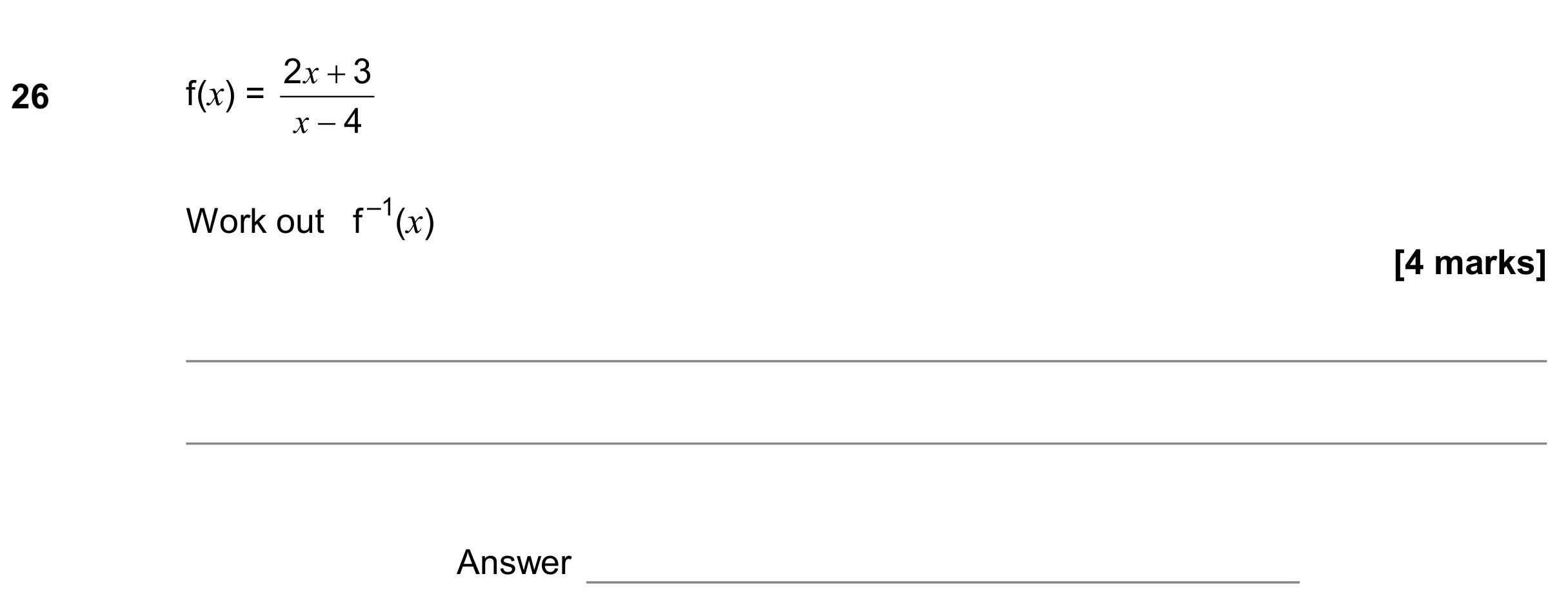 Question 26 — Functions — AQA GCSE November 2018