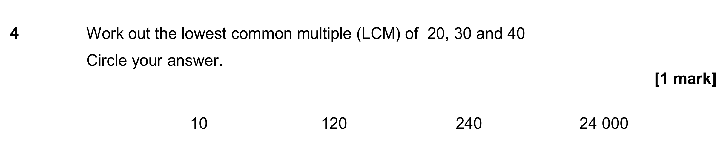 Question 4 — HCF and LCM — AQA GCSE November 2018
