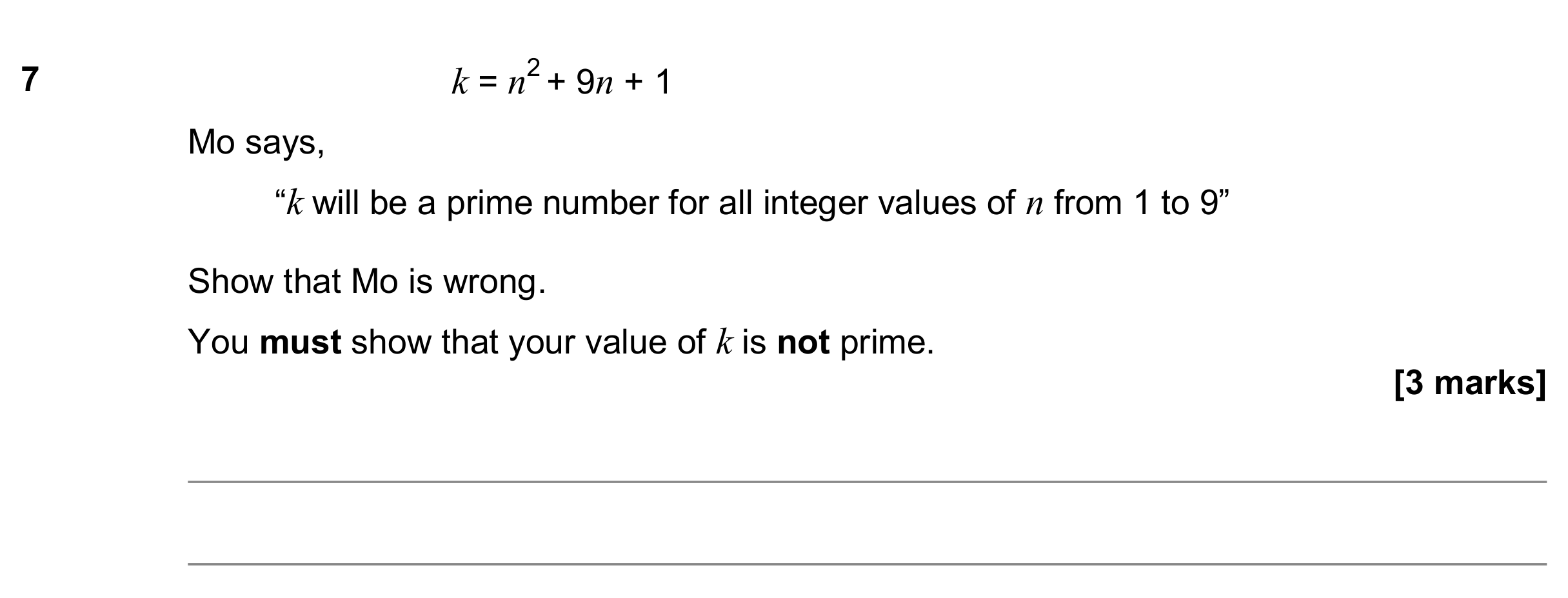 Question 7 — Proofs — AQA GCSE November 2018