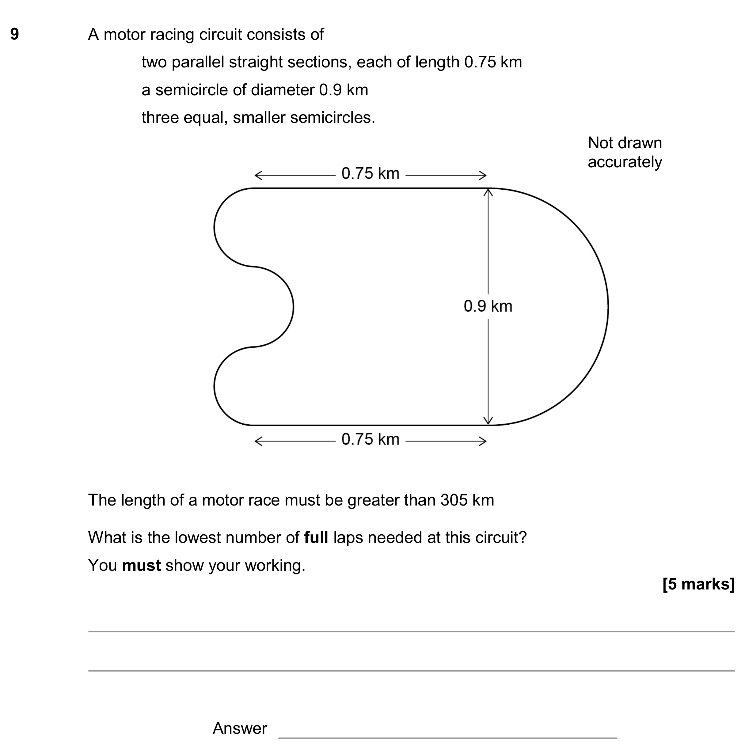 Question 9 — Perimeter and Area — AQA GCSE November 2018