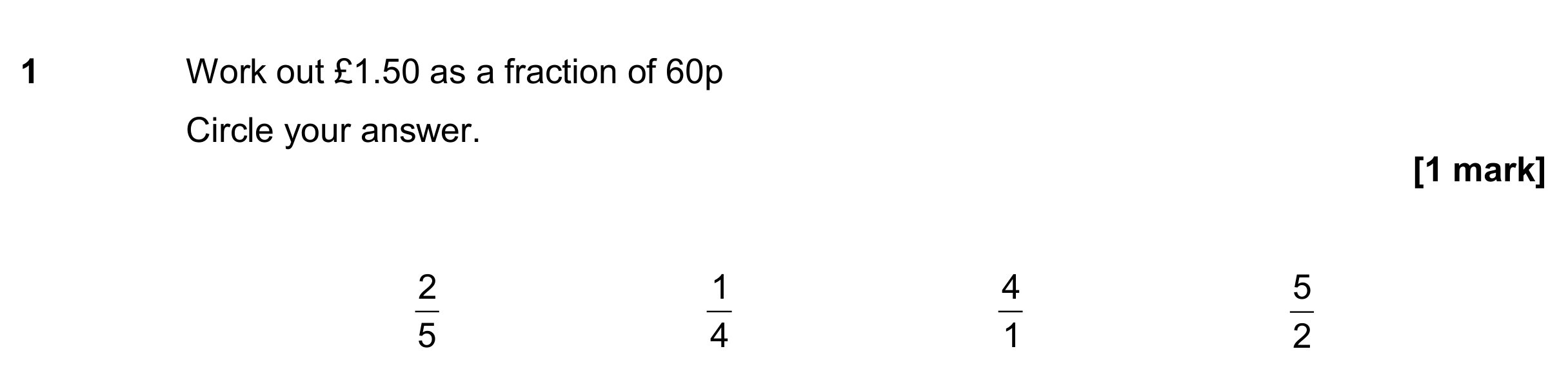 Question 1 — Fractions — AQA GCSE June 2019