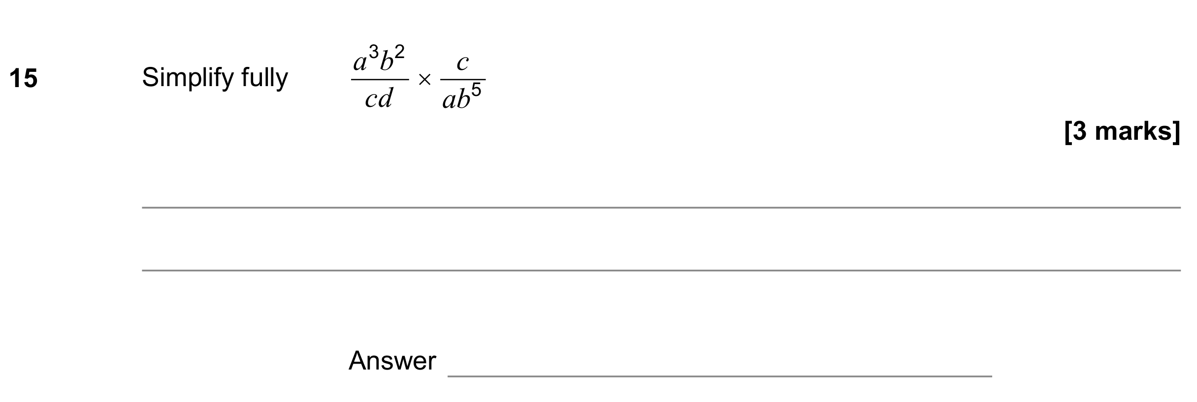 Question 15 — Algebra (Expand/Simplify/Factorise) — AQA GCSE June 2019