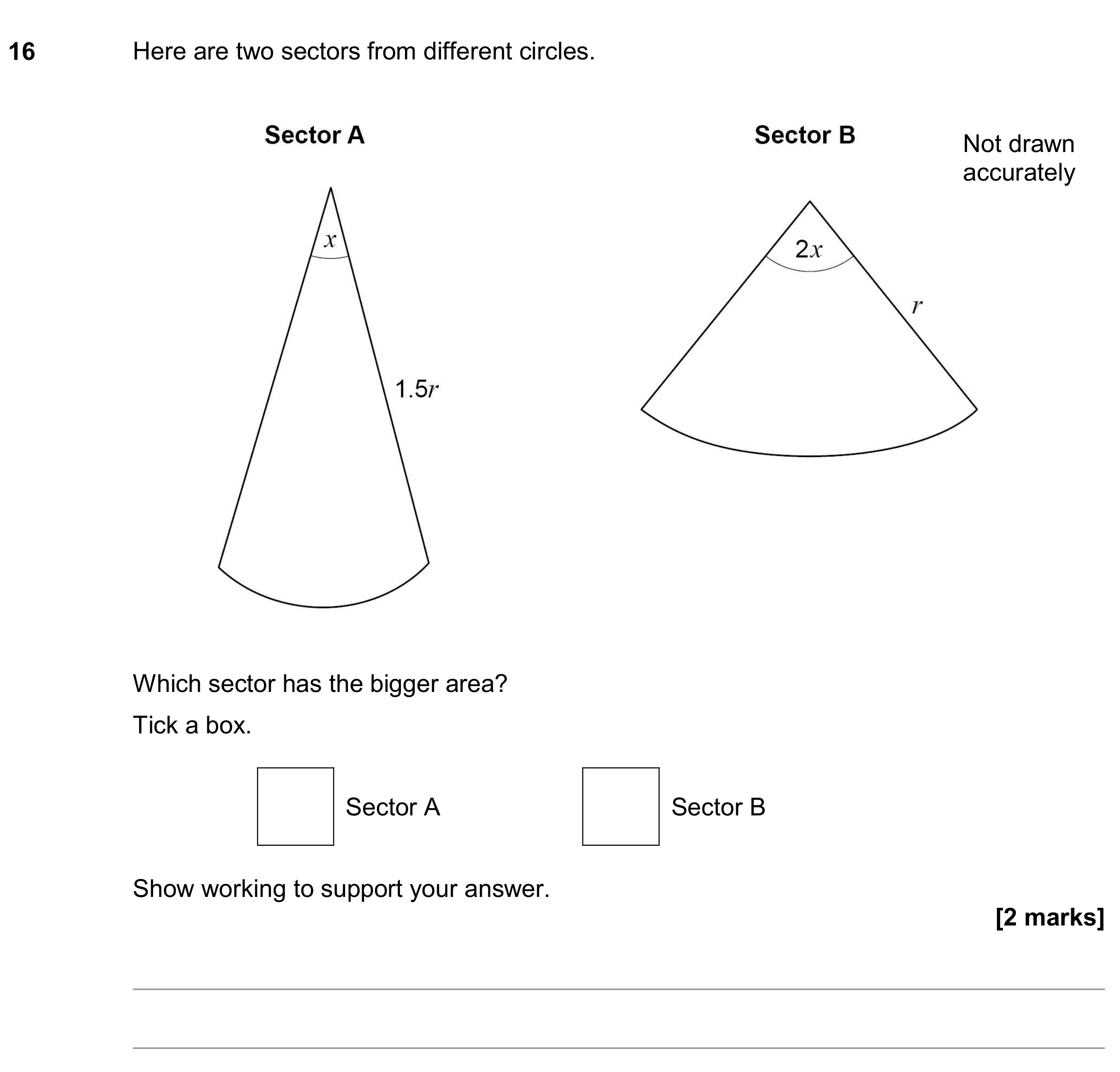 Question 16 — Sectors — AQA GCSE June 2019