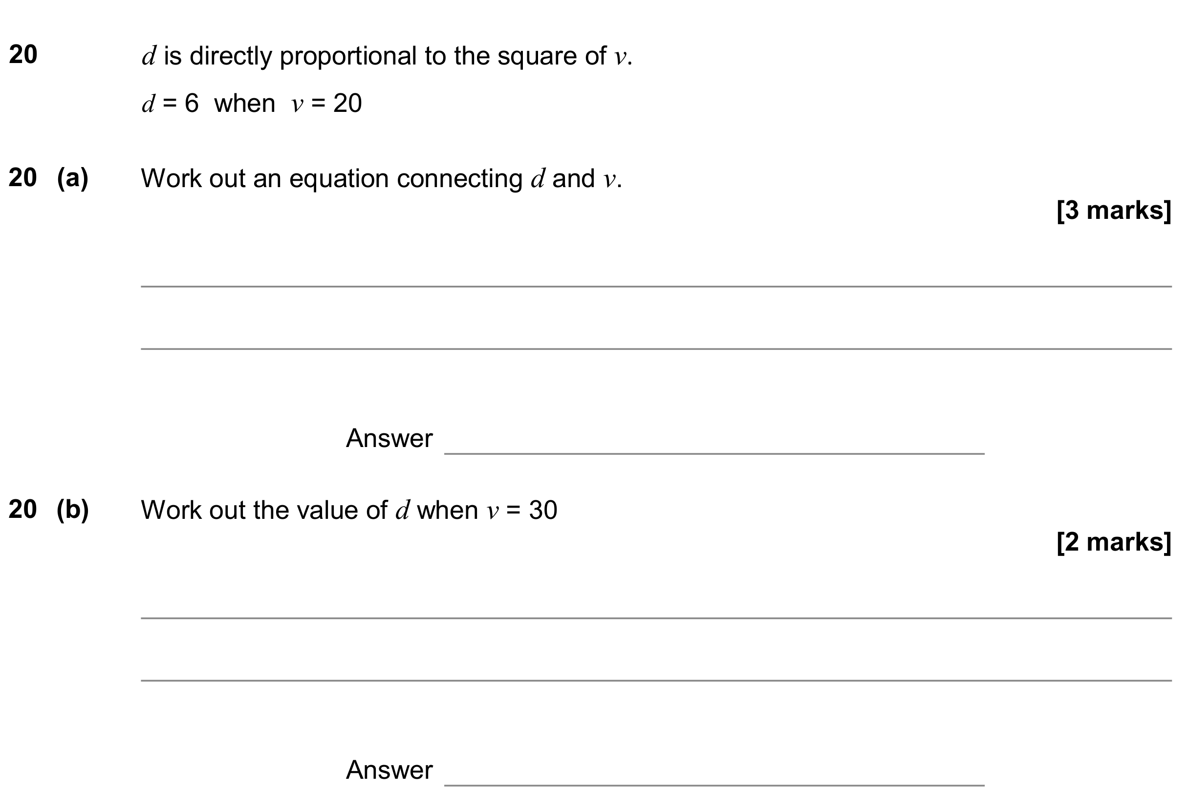 Question 20 — Proportion — AQA GCSE June 2019