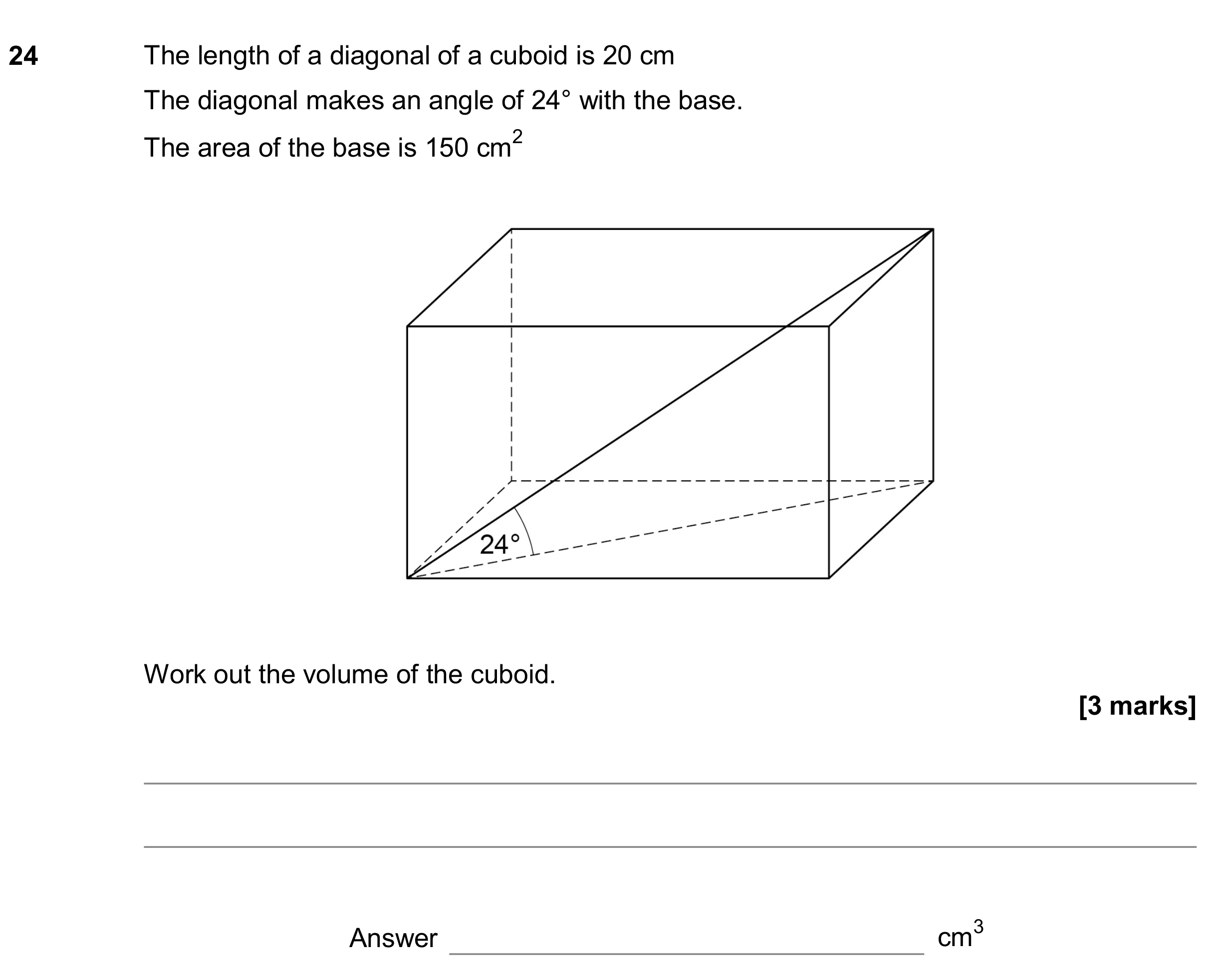 Question 24 — Trigonometry, Perimeter and Area — AQA GCSE June 2019