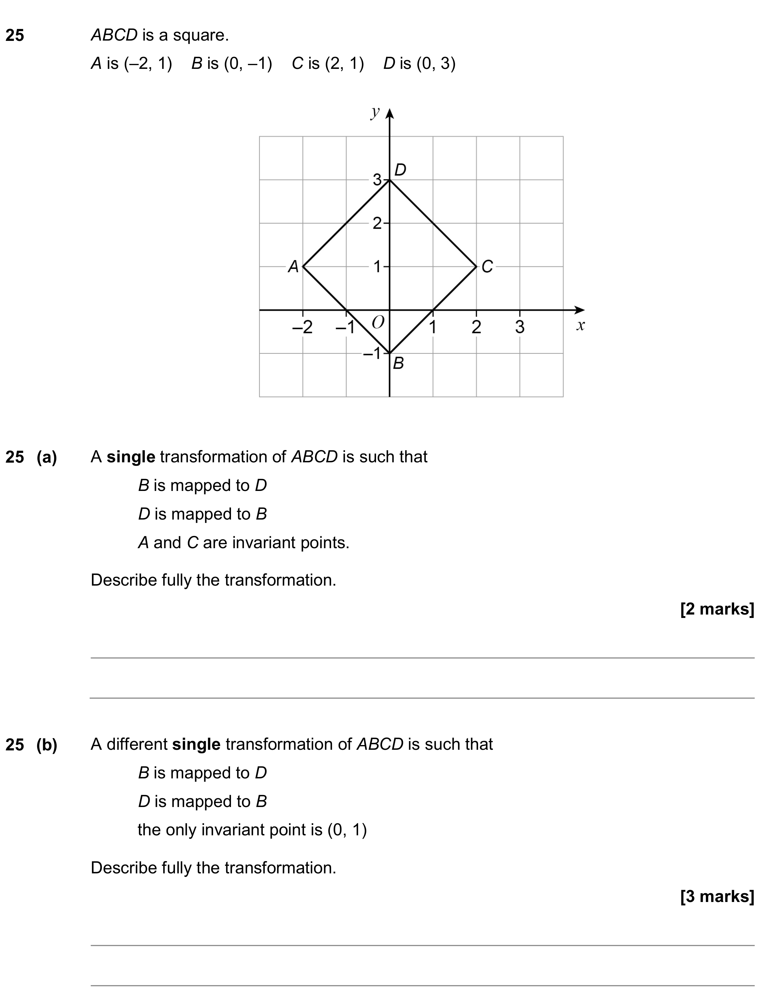 Question 25 — Rotations/Reflections/Translations/Enlargements — AQA GCSE June 2019