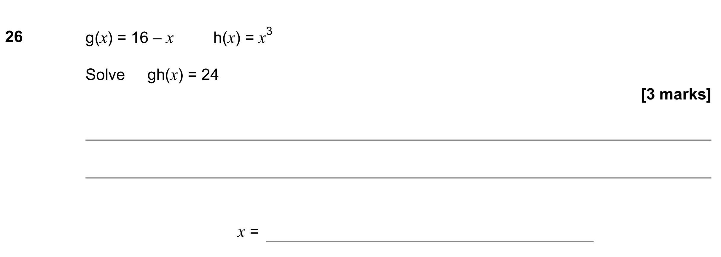 Question 26 — Functions — AQA GCSE June 2019