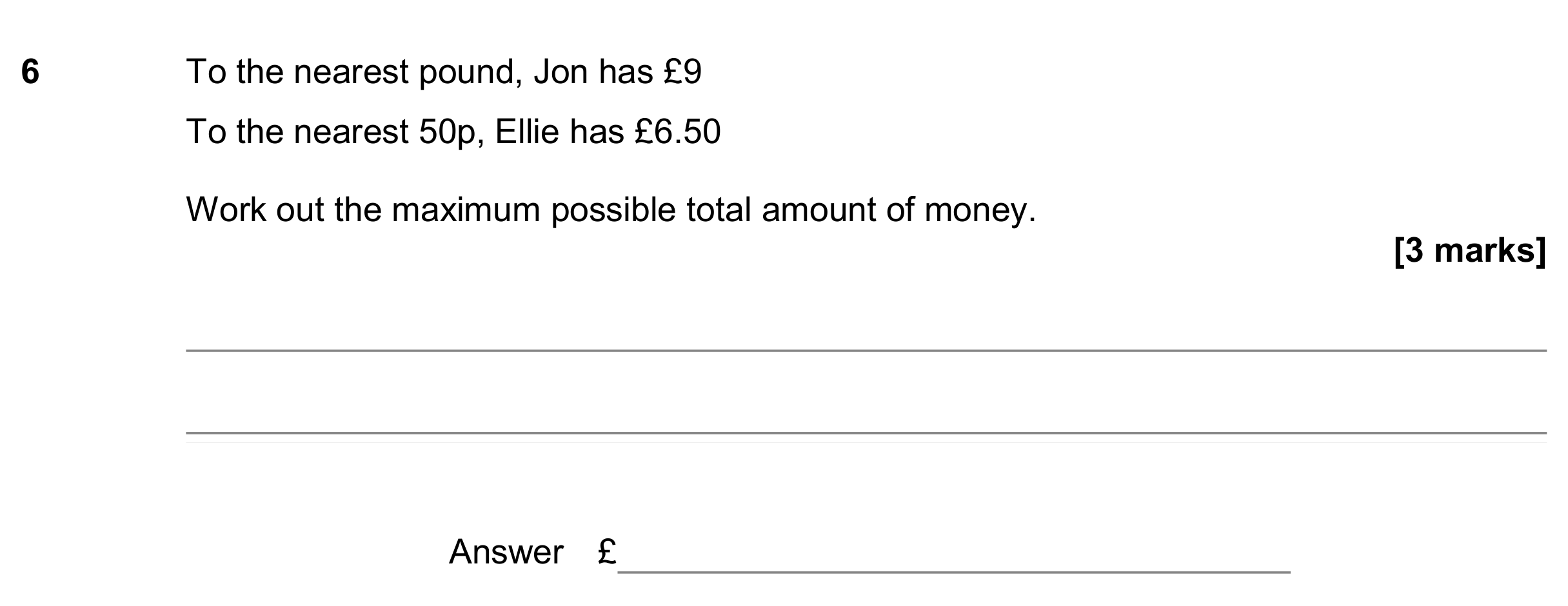 Question 6 — Rounding — AQA GCSE June 2019