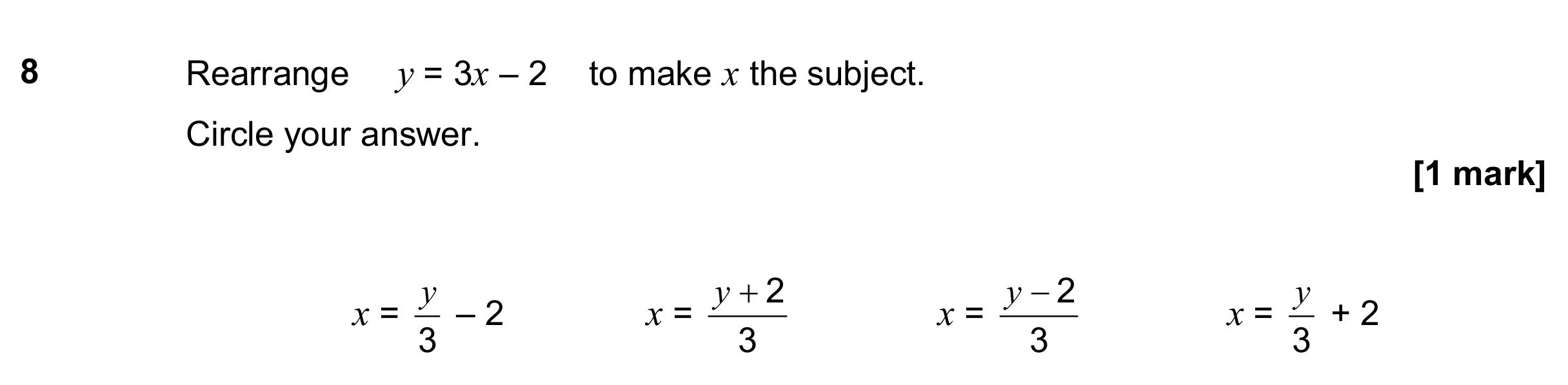 Question 8 — Formulae — AQA GCSE June 2019