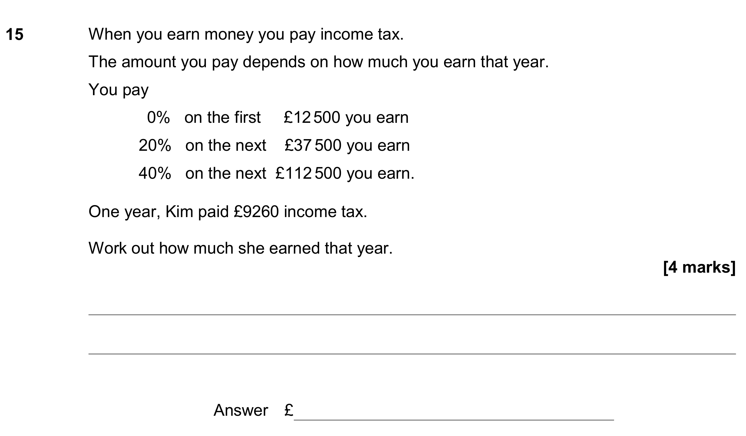 Question 15 — Percentages, Money Problems — AQA GCSE November 2019