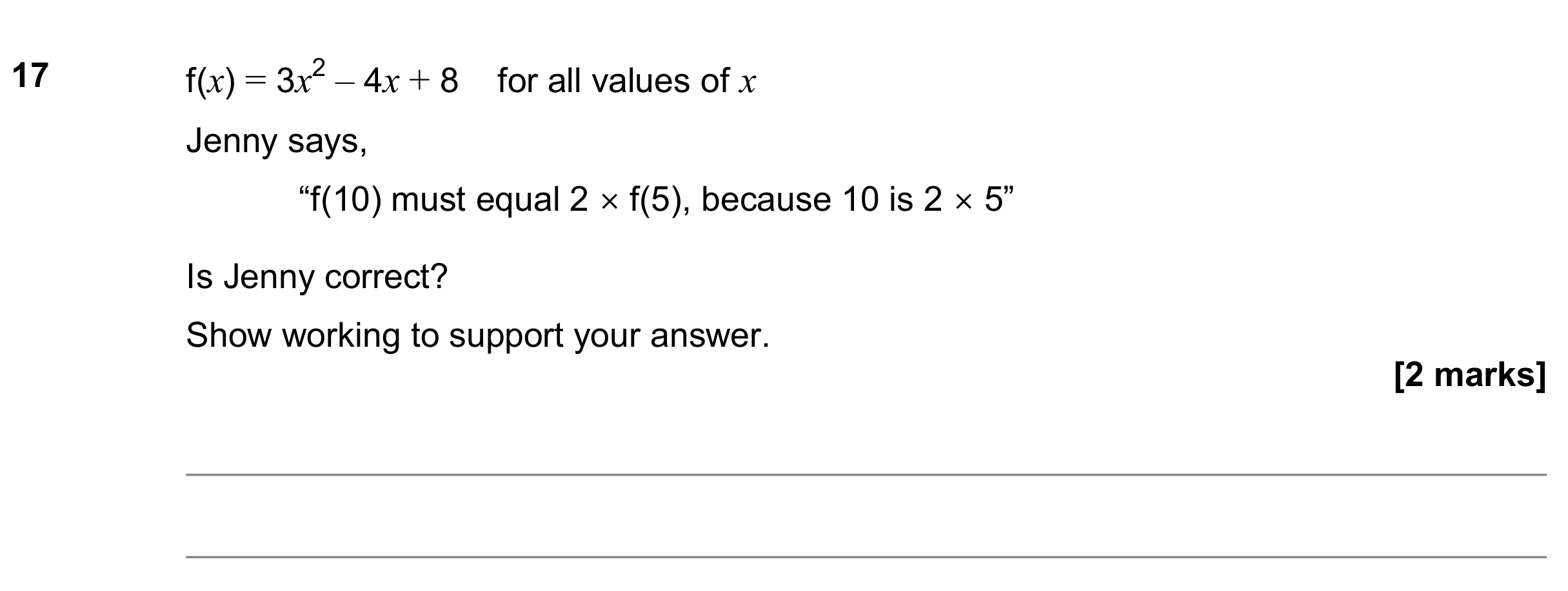 Question 17 — Functions — AQA GCSE November 2019