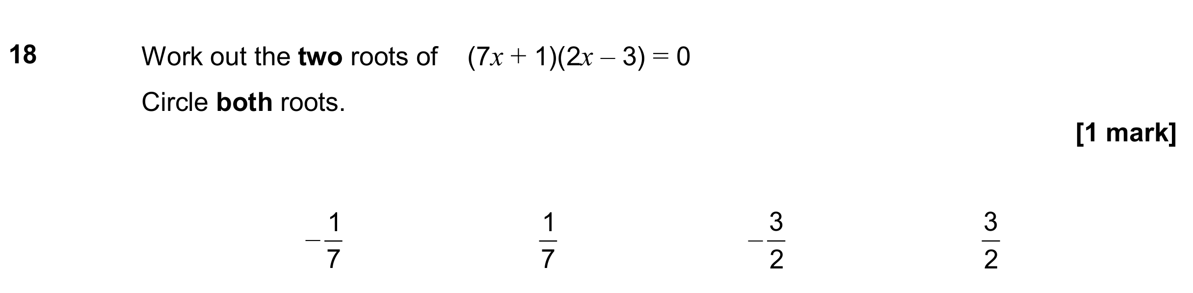 Question 18 — Quadratic Equations — AQA GCSE November 2019